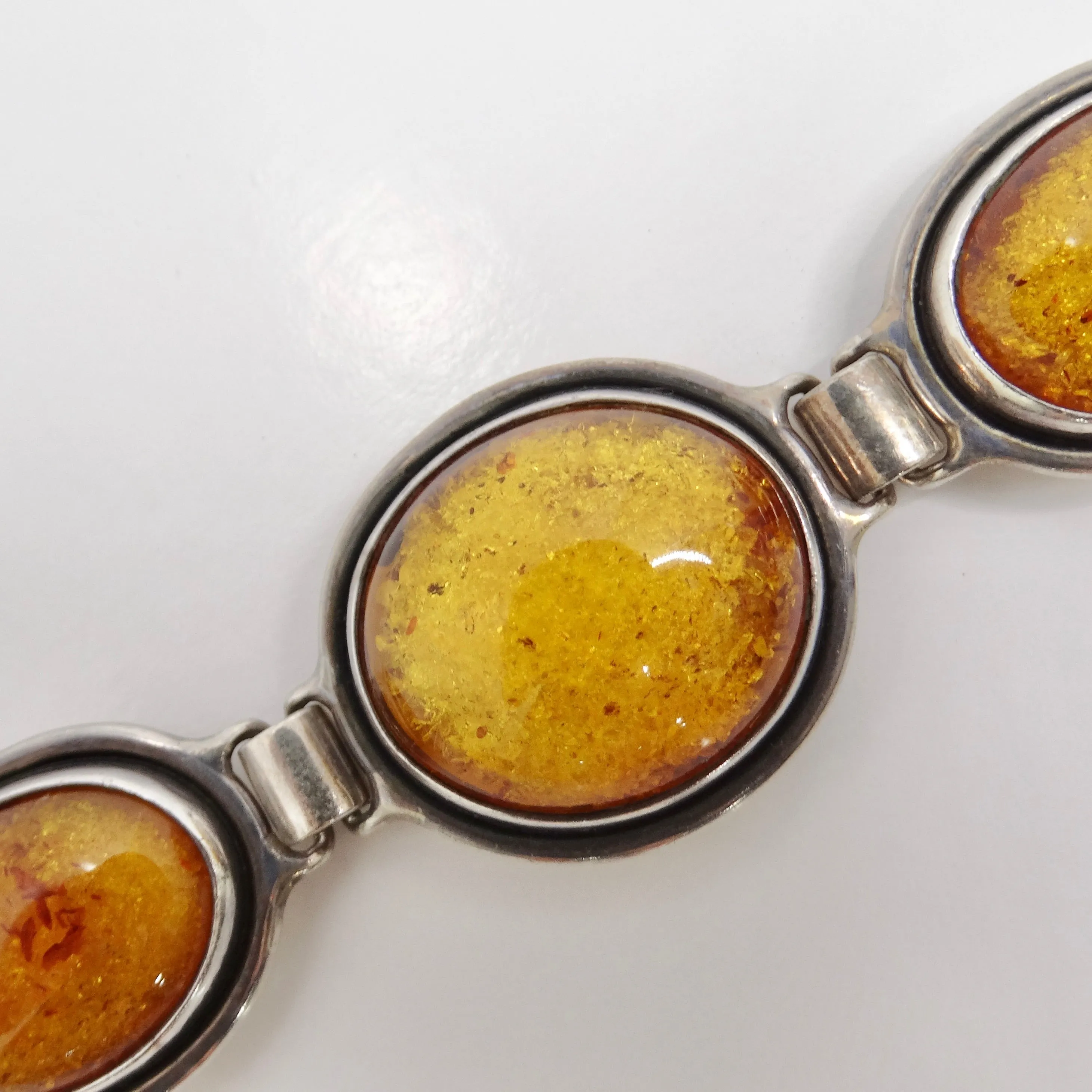 1970s Amber Silver Bracelet