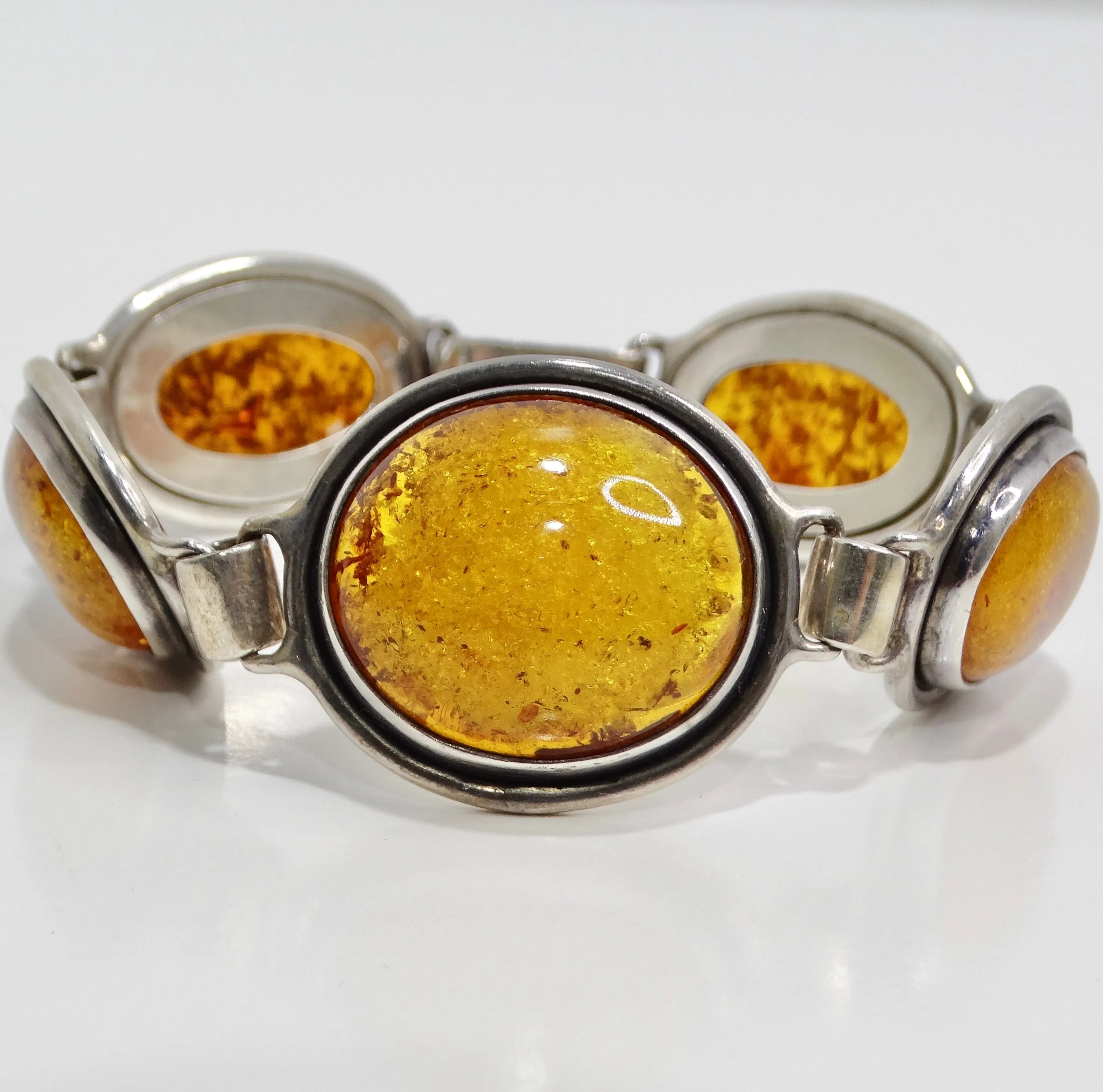 1970s Amber Silver Bracelet
