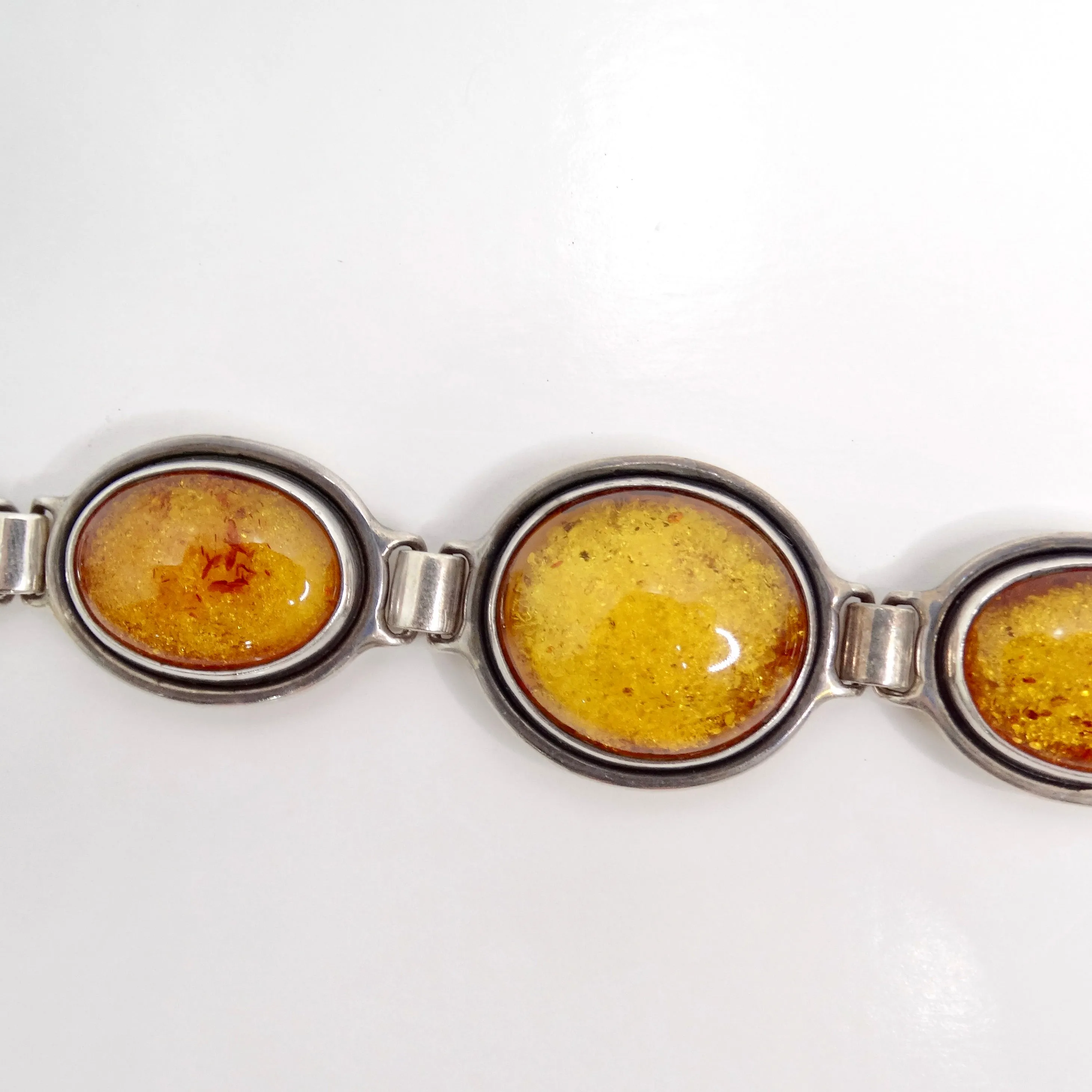 1970s Amber Silver Bracelet