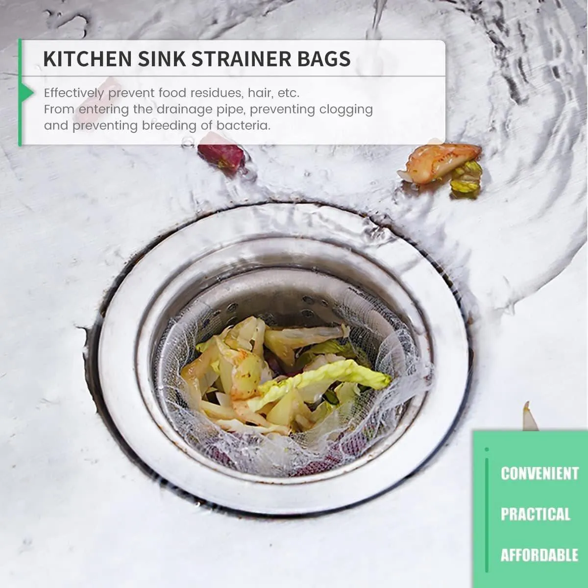 300pcs Disposable Kitchen Sink Strainer Anti Clogging Sewer Mesh Pocket Filter