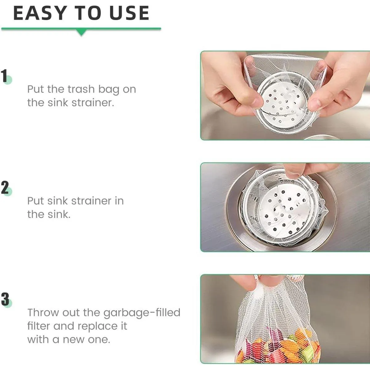 300pcs Disposable Kitchen Sink Strainer Anti Clogging Sewer Mesh Pocket Filter