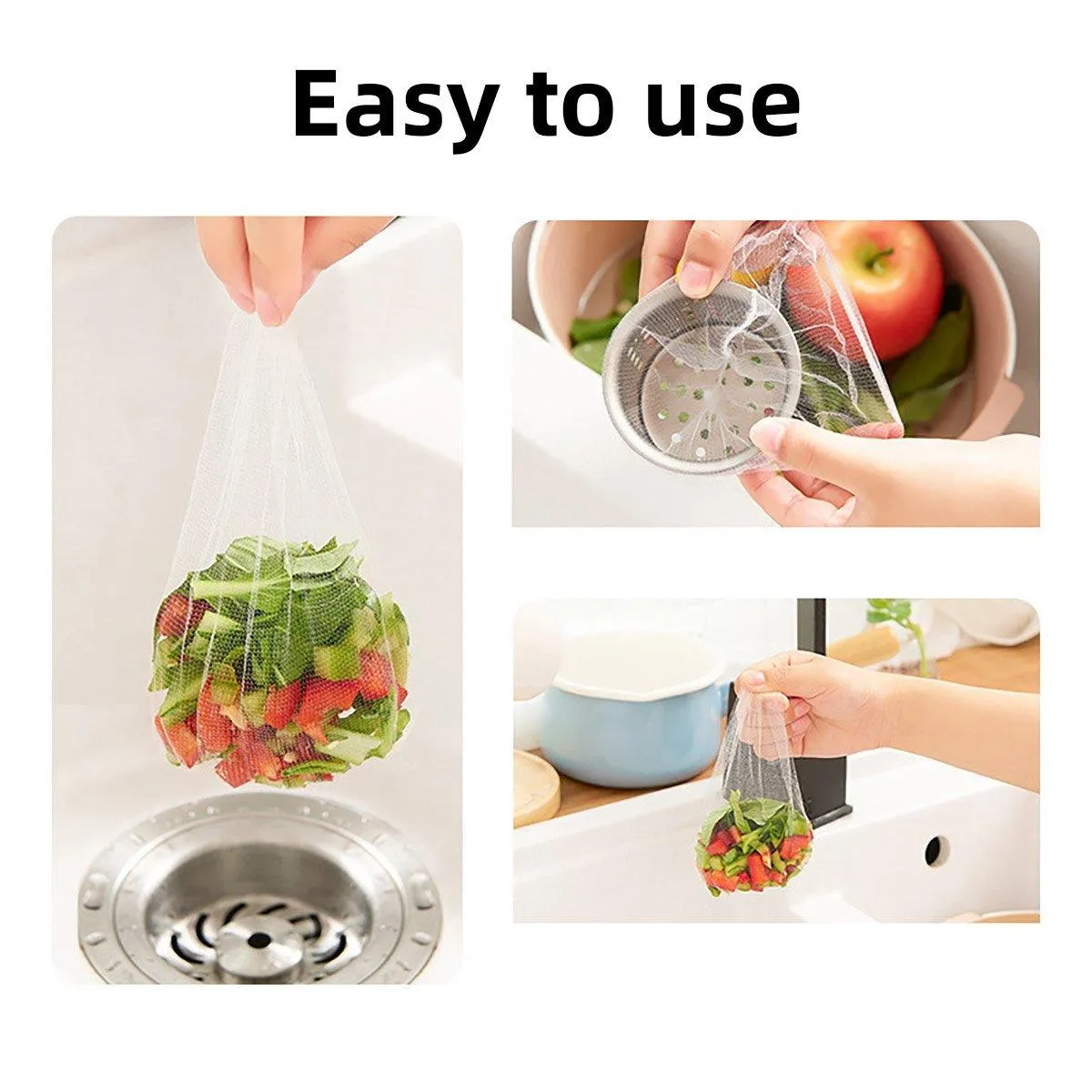 300pcs Disposable Kitchen Sink Strainer Anti Clogging Sewer Mesh Pocket Filter