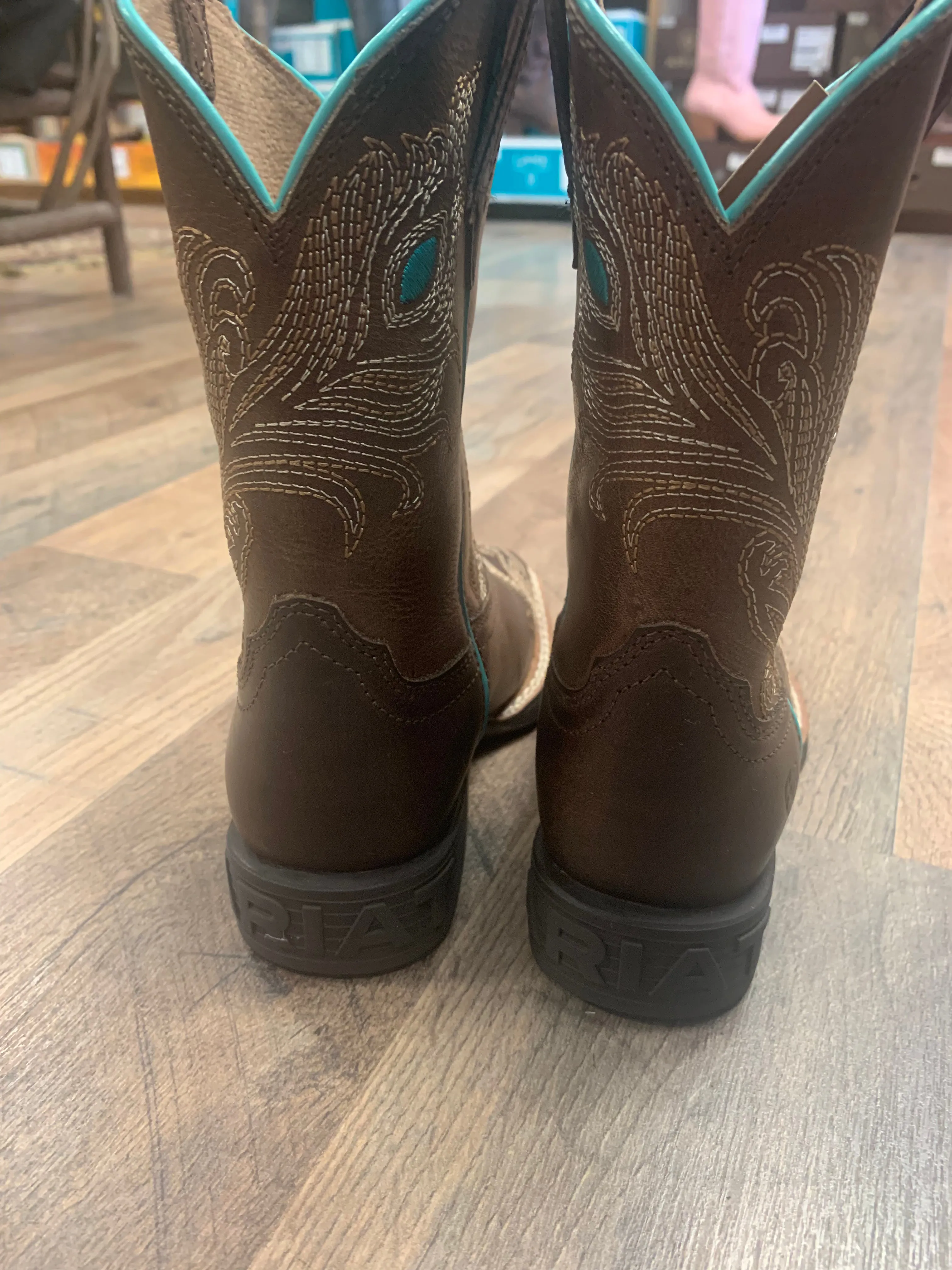 ARIAT GIRLS' BRIGHT EYES II HAT LEATHER BOOT - BROAD SQUARE TOE