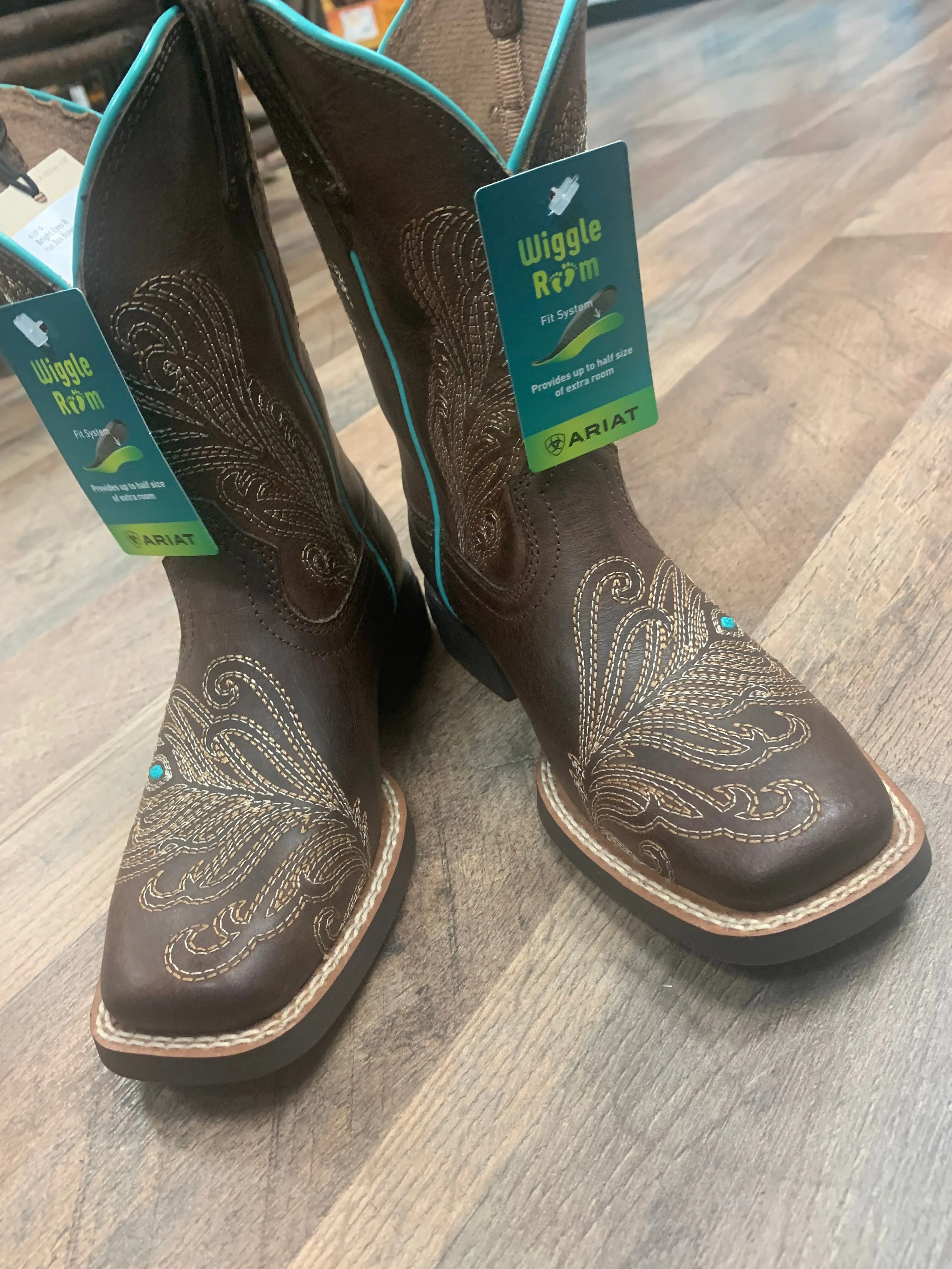ARIAT GIRLS' BRIGHT EYES II HAT LEATHER BOOT - BROAD SQUARE TOE