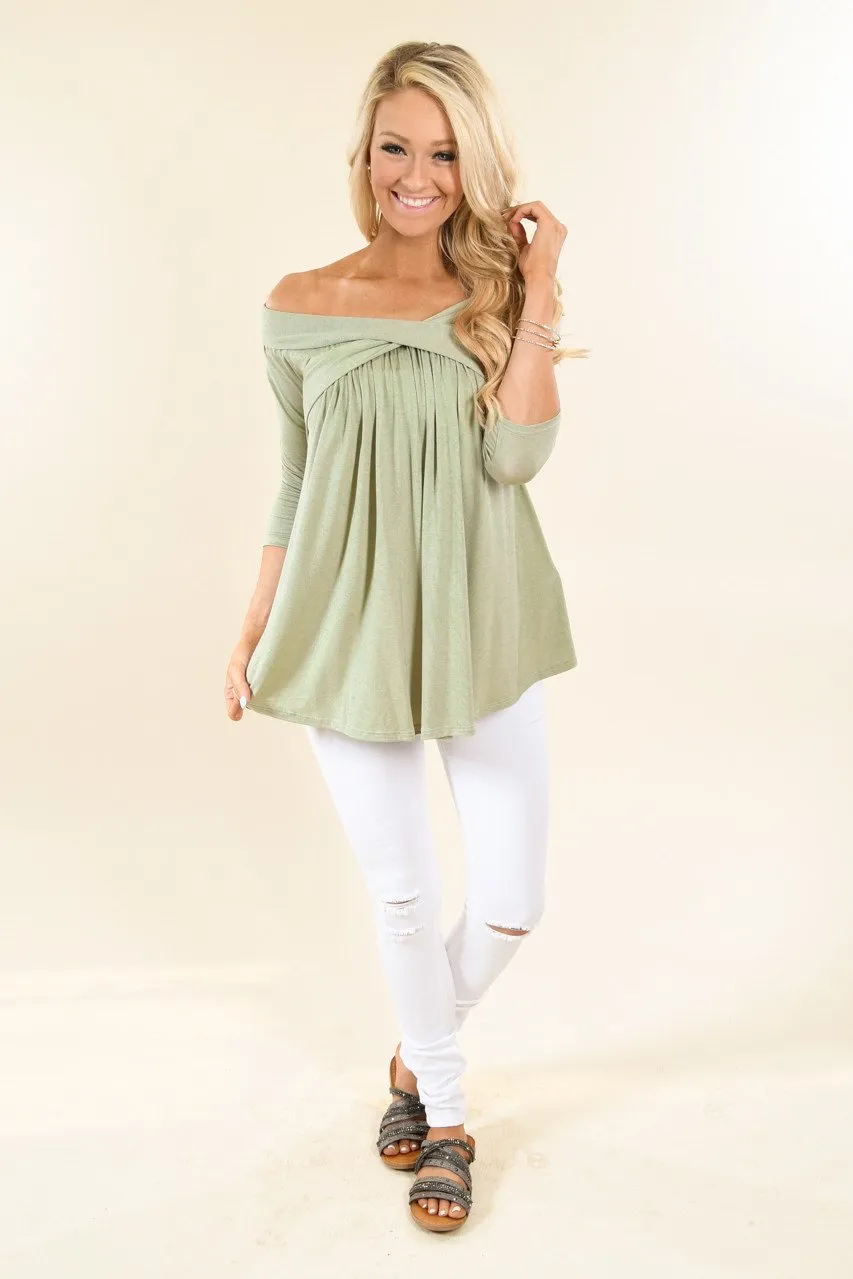 Be My Love 3/4 Top ~ Spring Green
