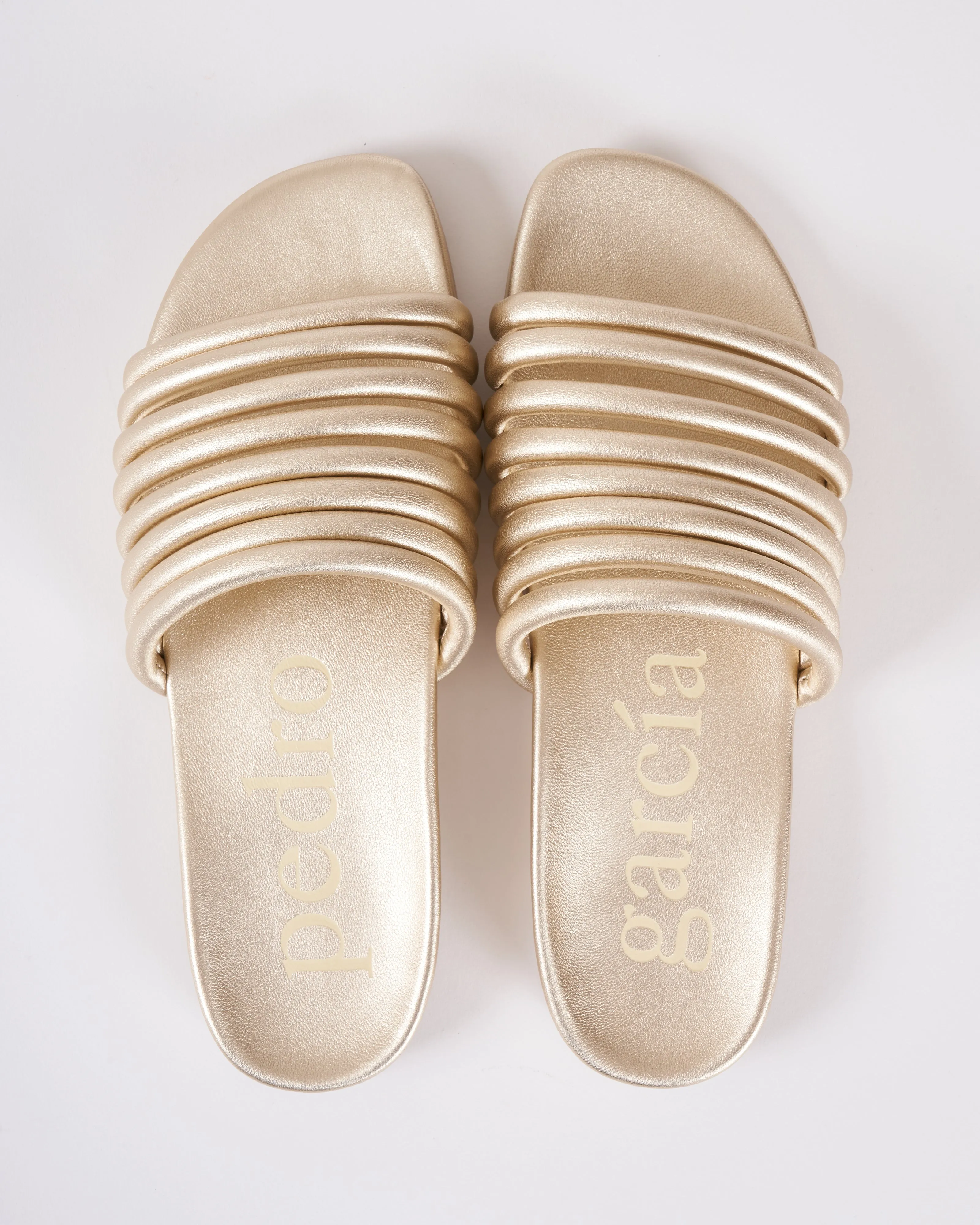 beanca sandal - creme pebble nappa lame
