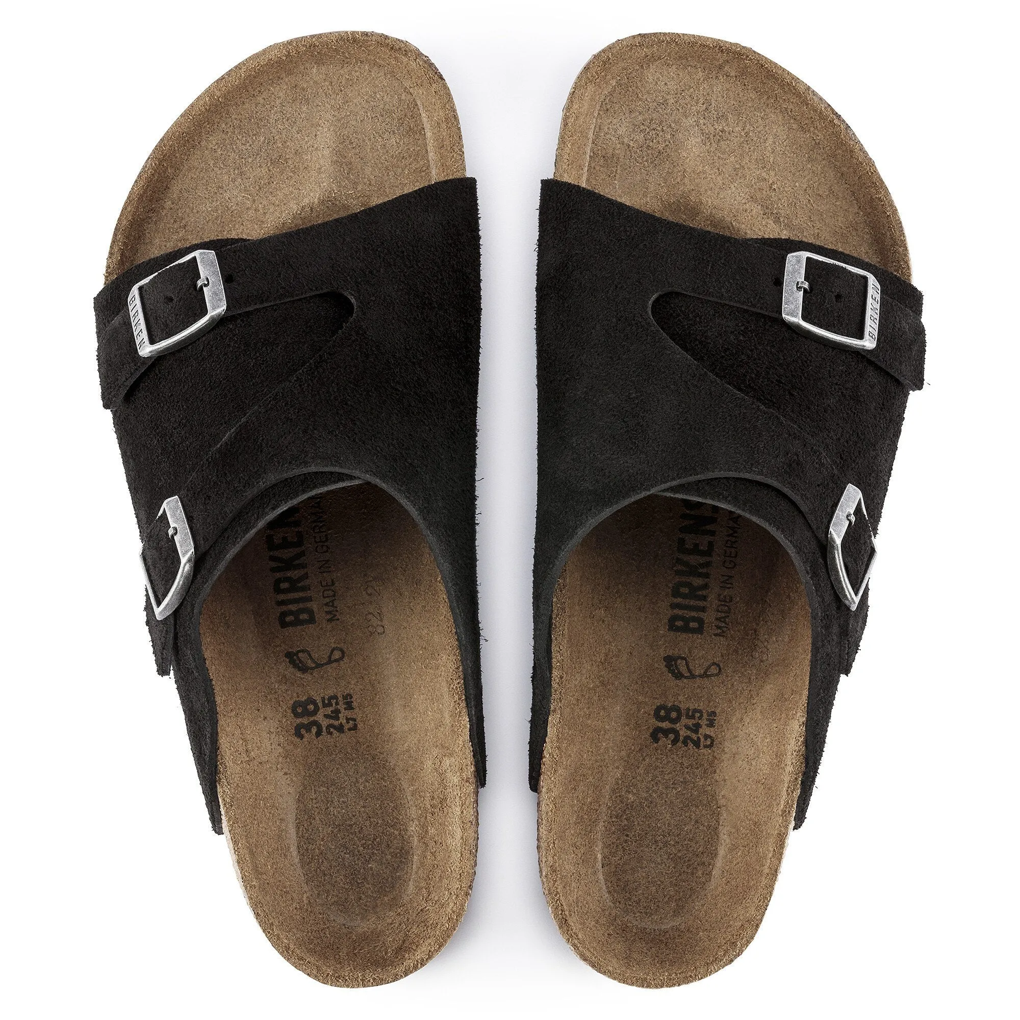 Birkenstock Men's Zurich Suede Leather Sandals Black