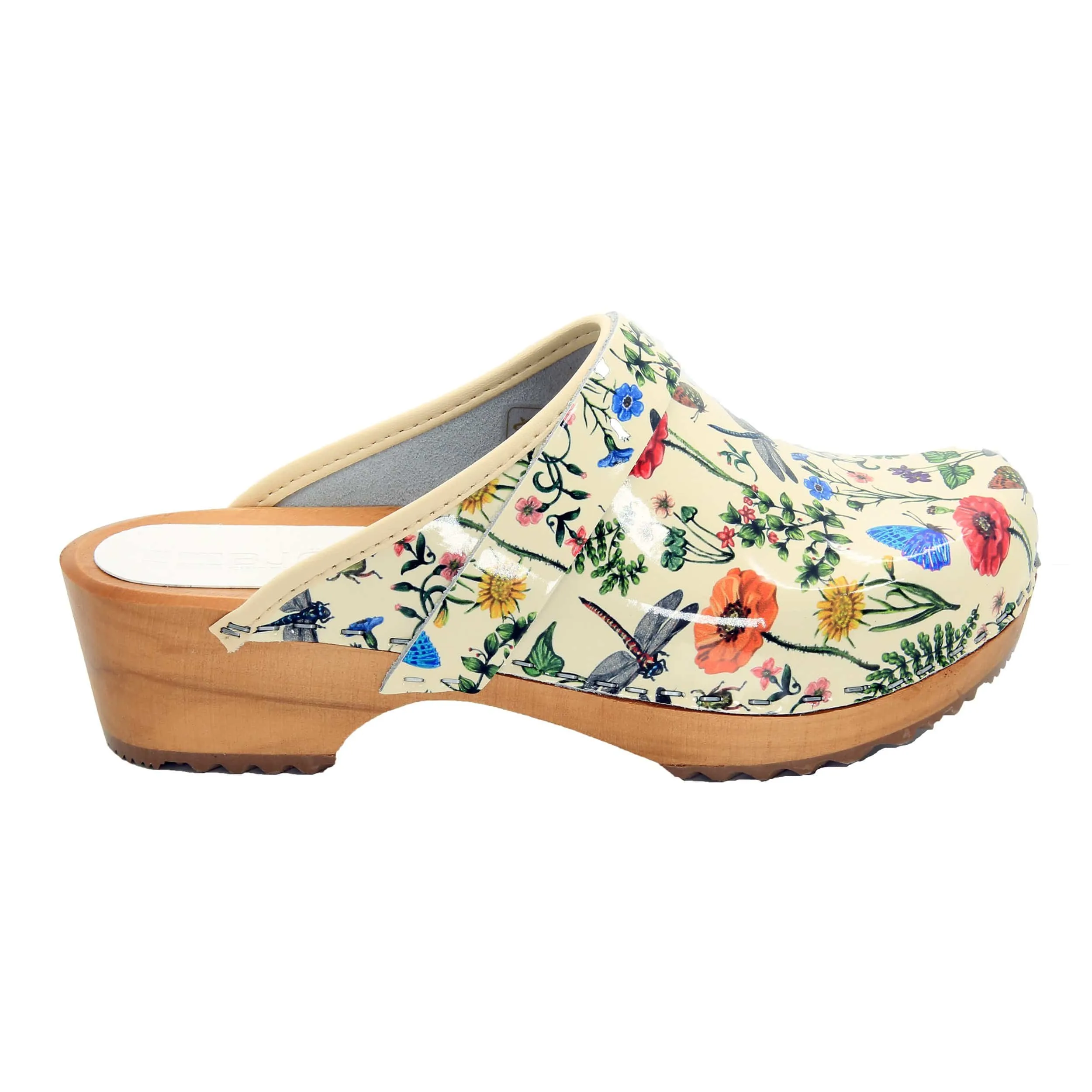 BJORK Dahlia Wood Open Back Leather Clogs - FACTORY SECOND