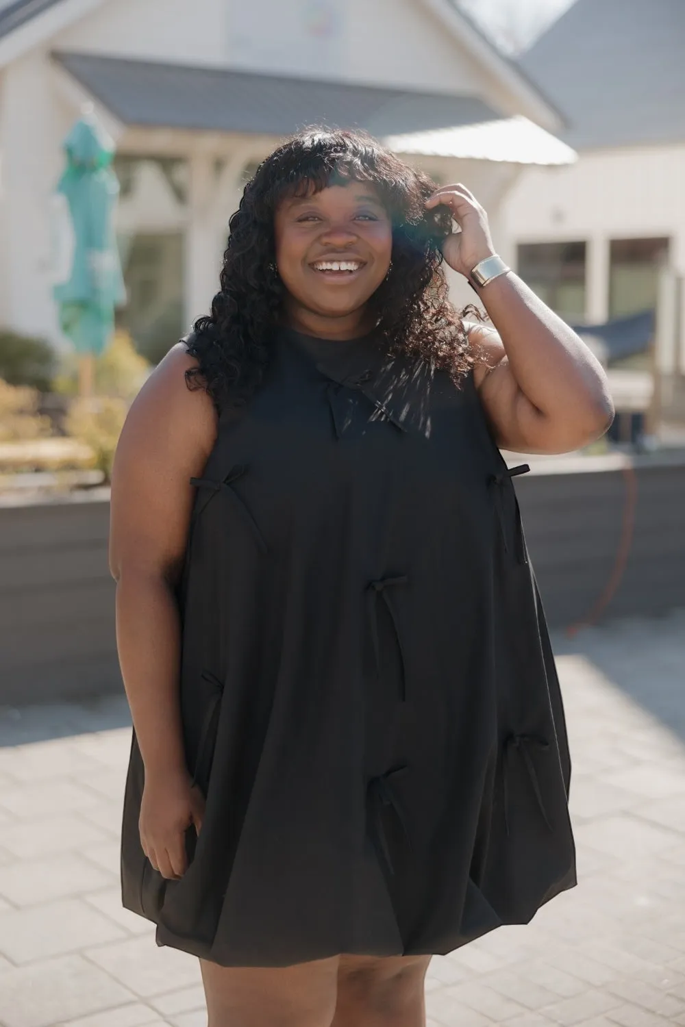 Bonnie Bow Black Sleeveless Dress (S-3XL)