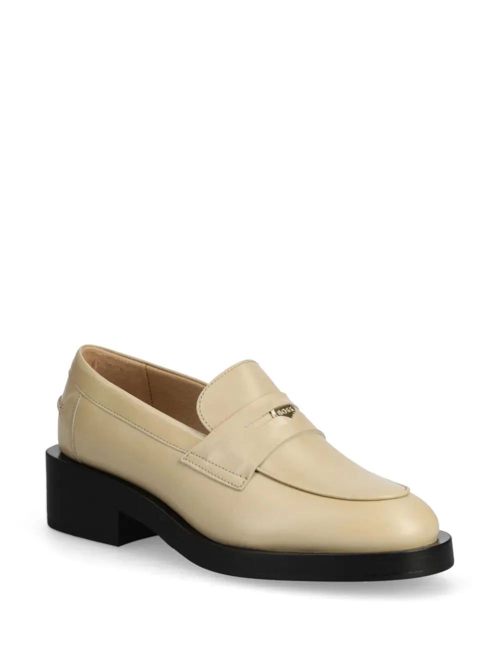 BOSS logo-plaque leather loafers