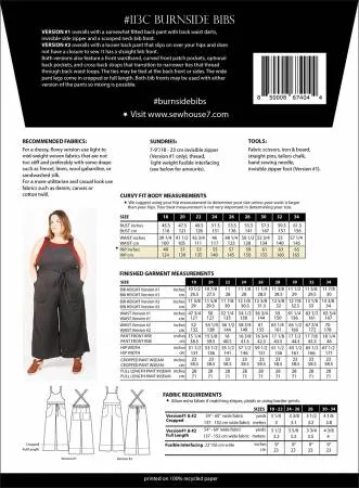 Burnside Bib Curvy Fit Pattern --- Sew House Seven