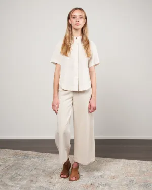 cap sleeve button down - cream crinkle