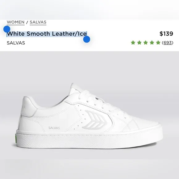 Cariuma Salvas White Premium Leather /ice Sneakers Women's Size 8 Man 6.5 Shoes