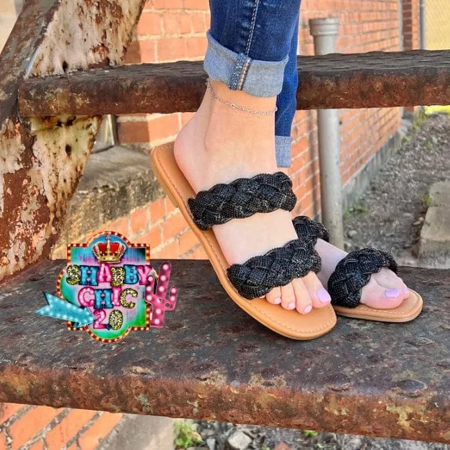 Chester's Braided Bling Sandals - Black