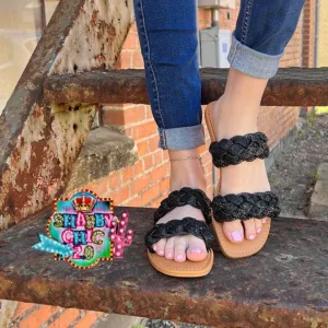 Chester's Braided Bling Sandals - Black