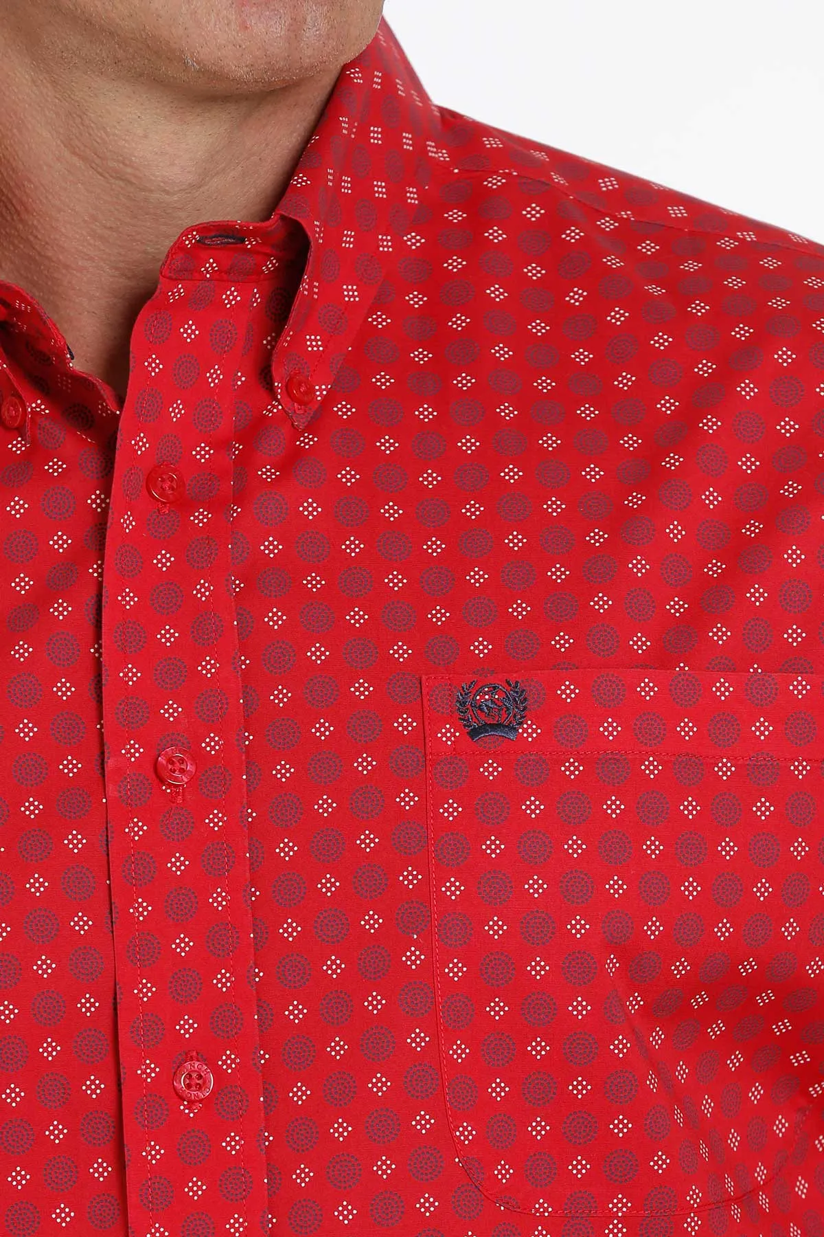 CLMTW1105280-2XL-Red Cinch Shirt L/S Geo Print Stretch