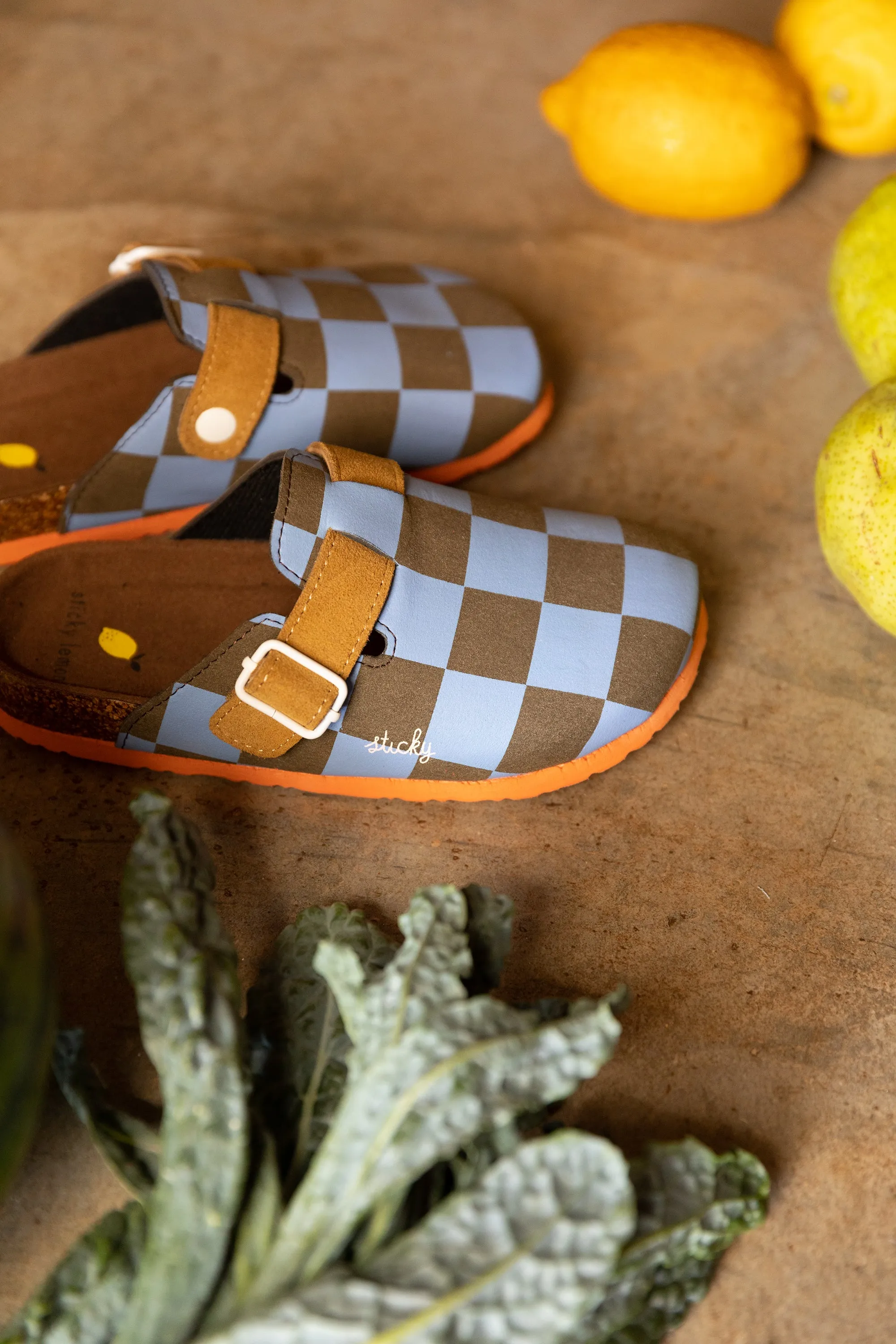 clogs | farmhouse | soil green   blooming purple