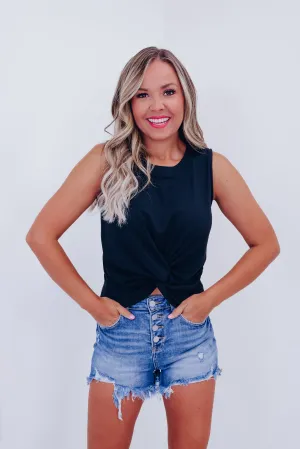 Comino Textured Cropped Tank Top - Black