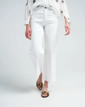 crop wide leg twill - ivory