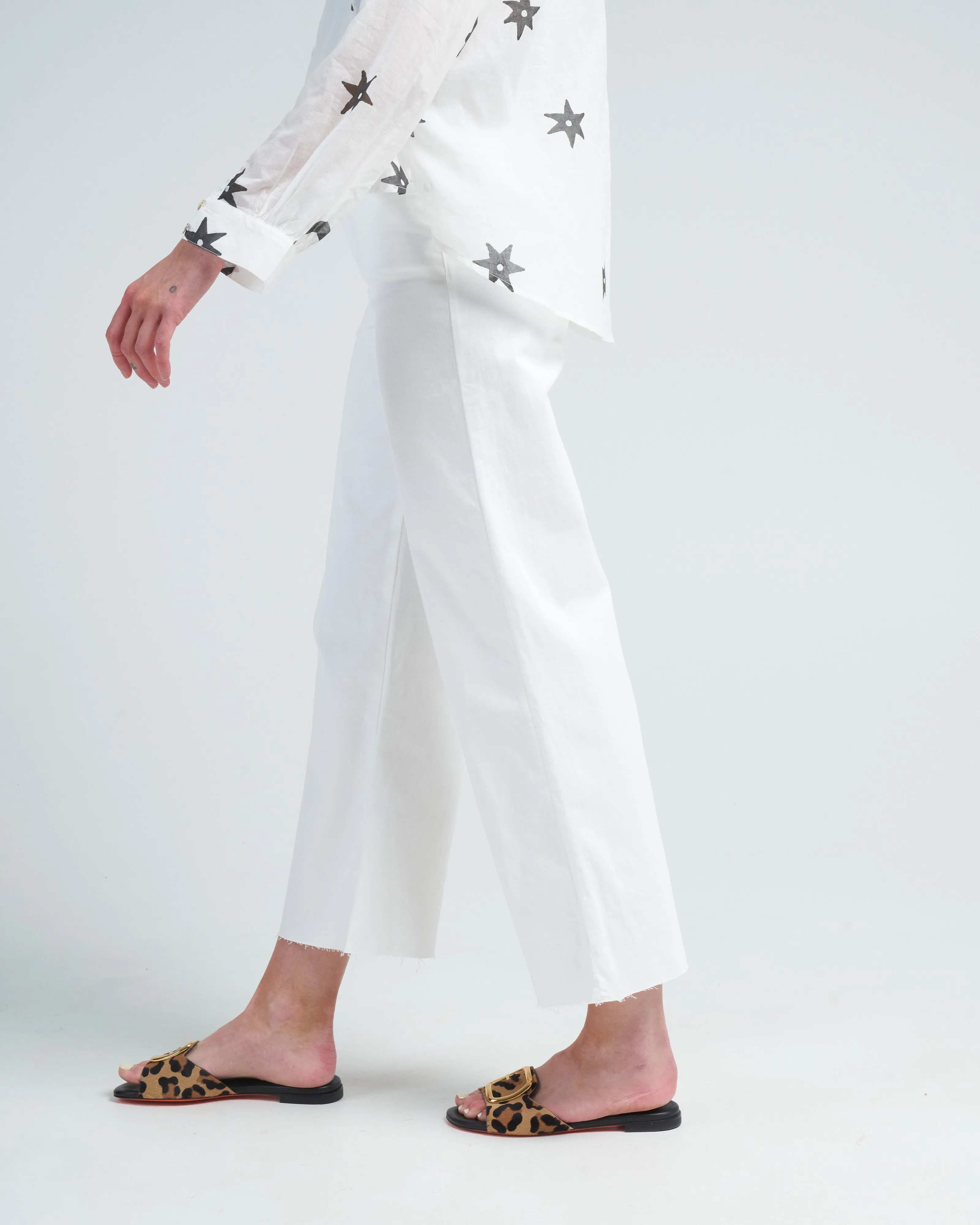 crop wide leg twill - ivory