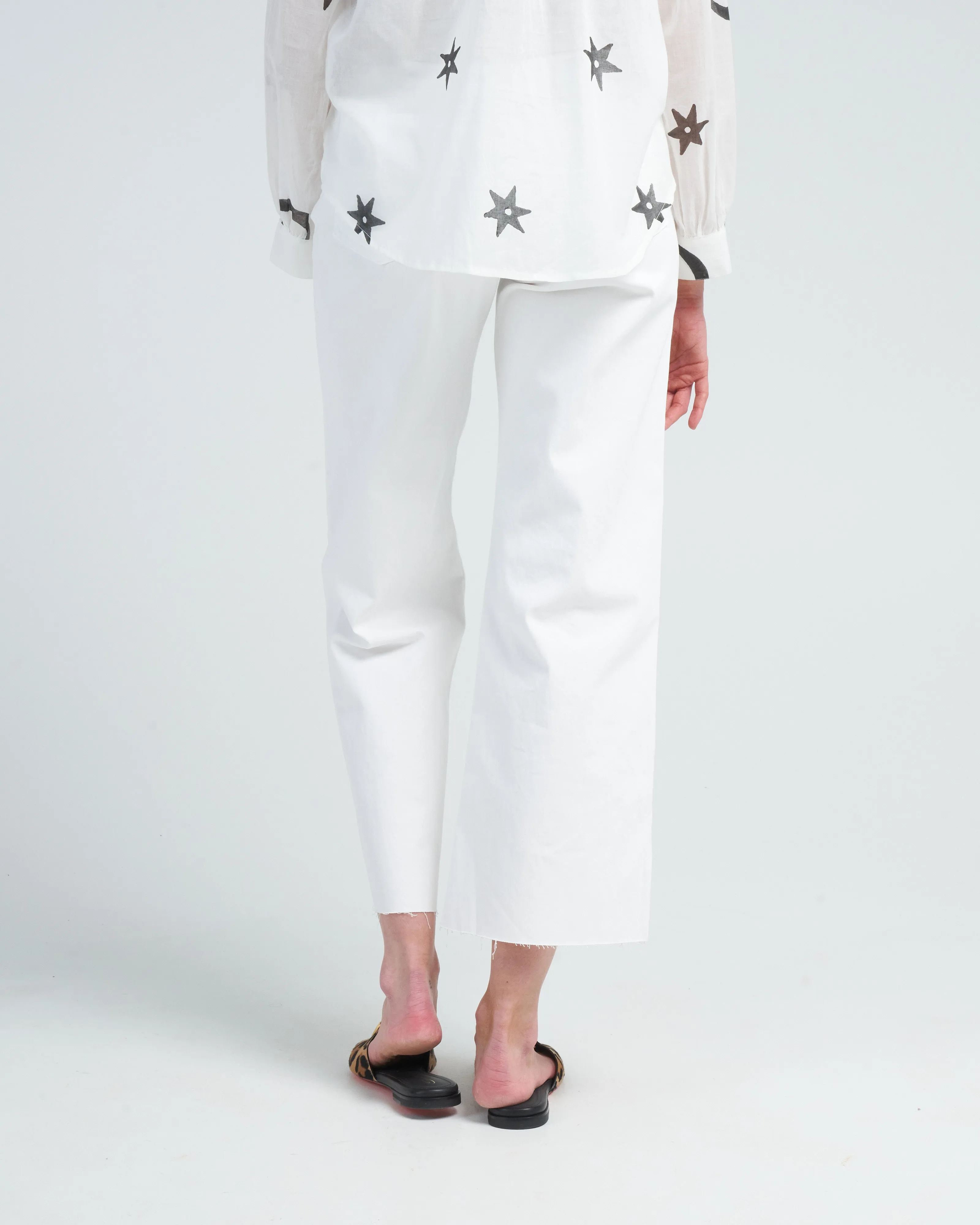 crop wide leg twill - ivory