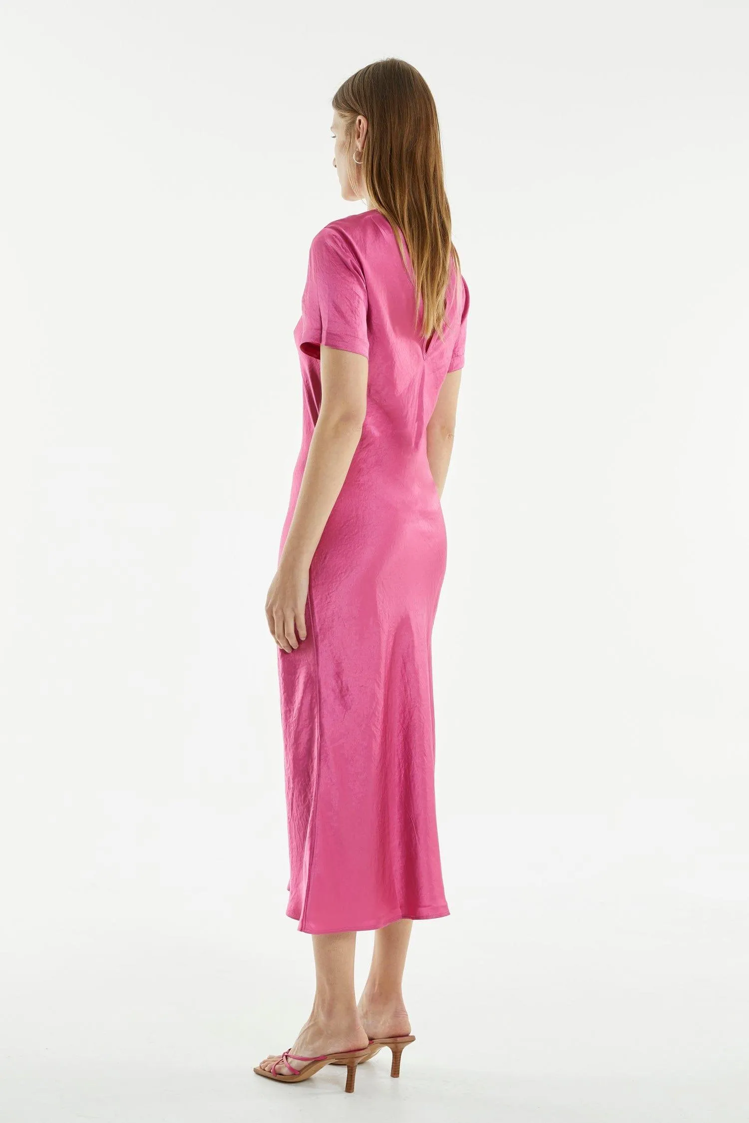 CRUSH BIAS TEE MIDI DRESS | WATERMELON