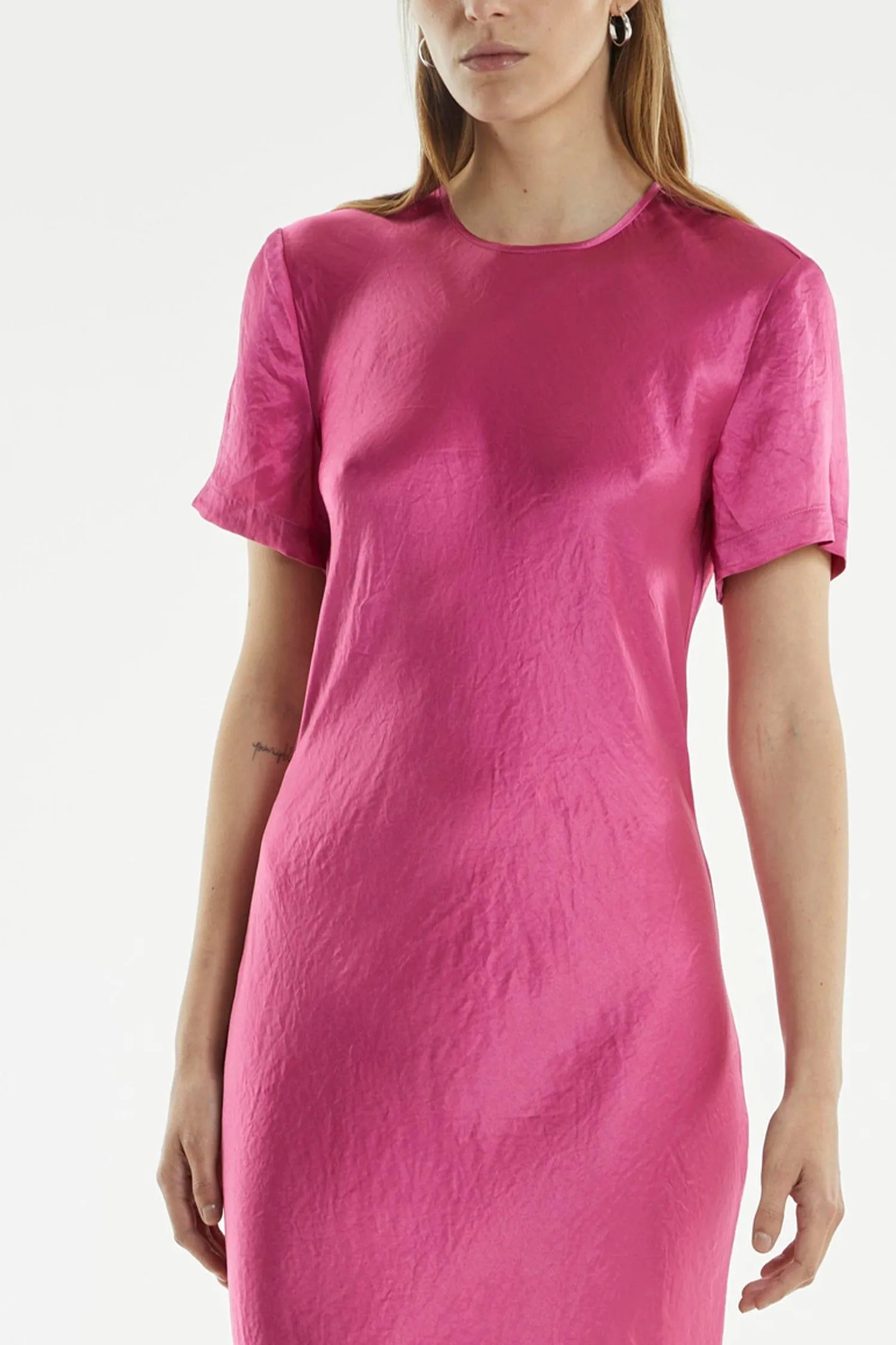 CRUSH BIAS TEE MIDI DRESS | WATERMELON