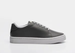 Cuero Gris Oscuro Blanco