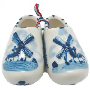 Delft Shoe Pair with Embossed Windmill Design