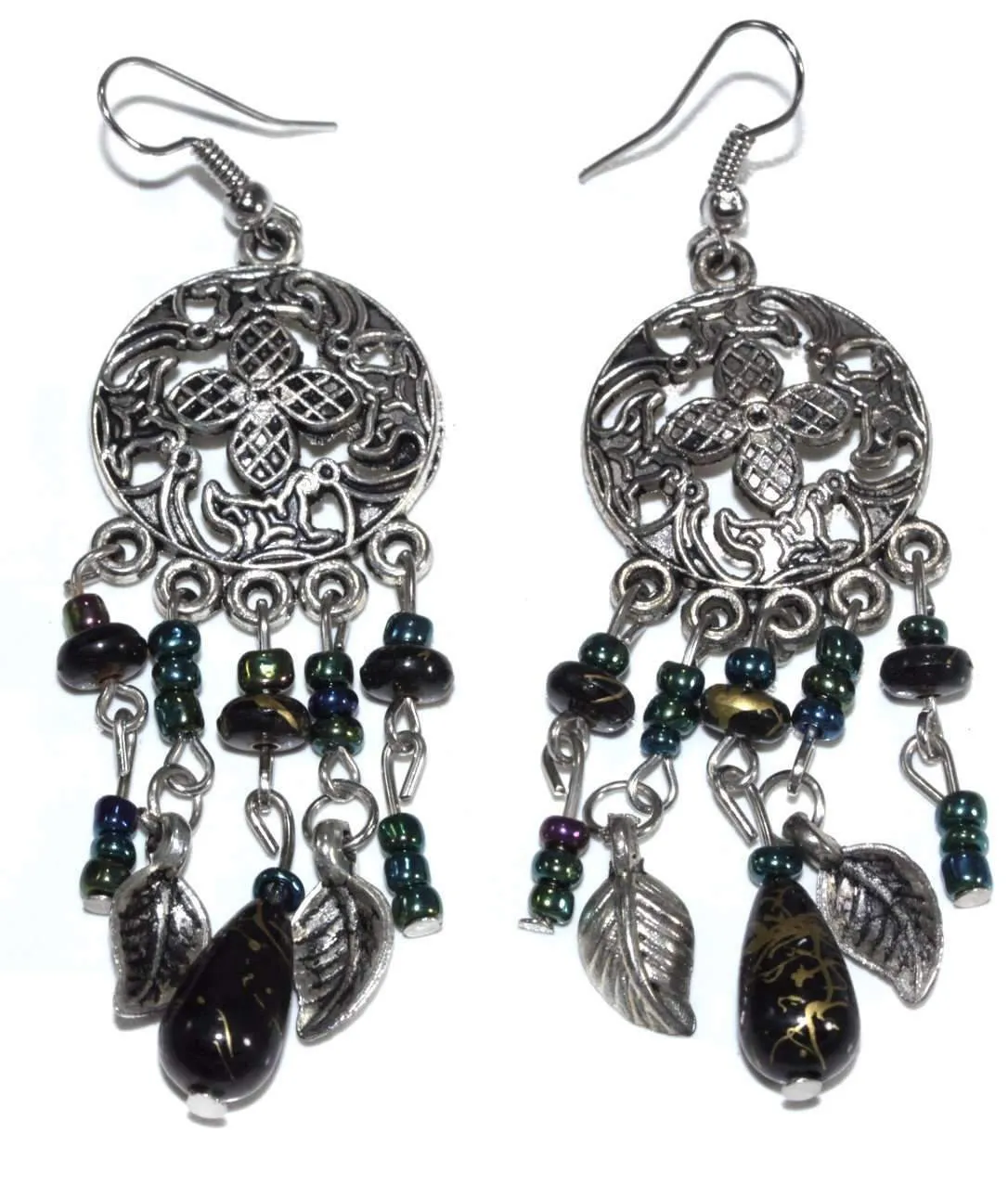Dream Catcher Style Flower Earrings