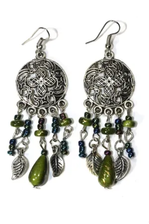 Dream Catcher Style Flower Earrings