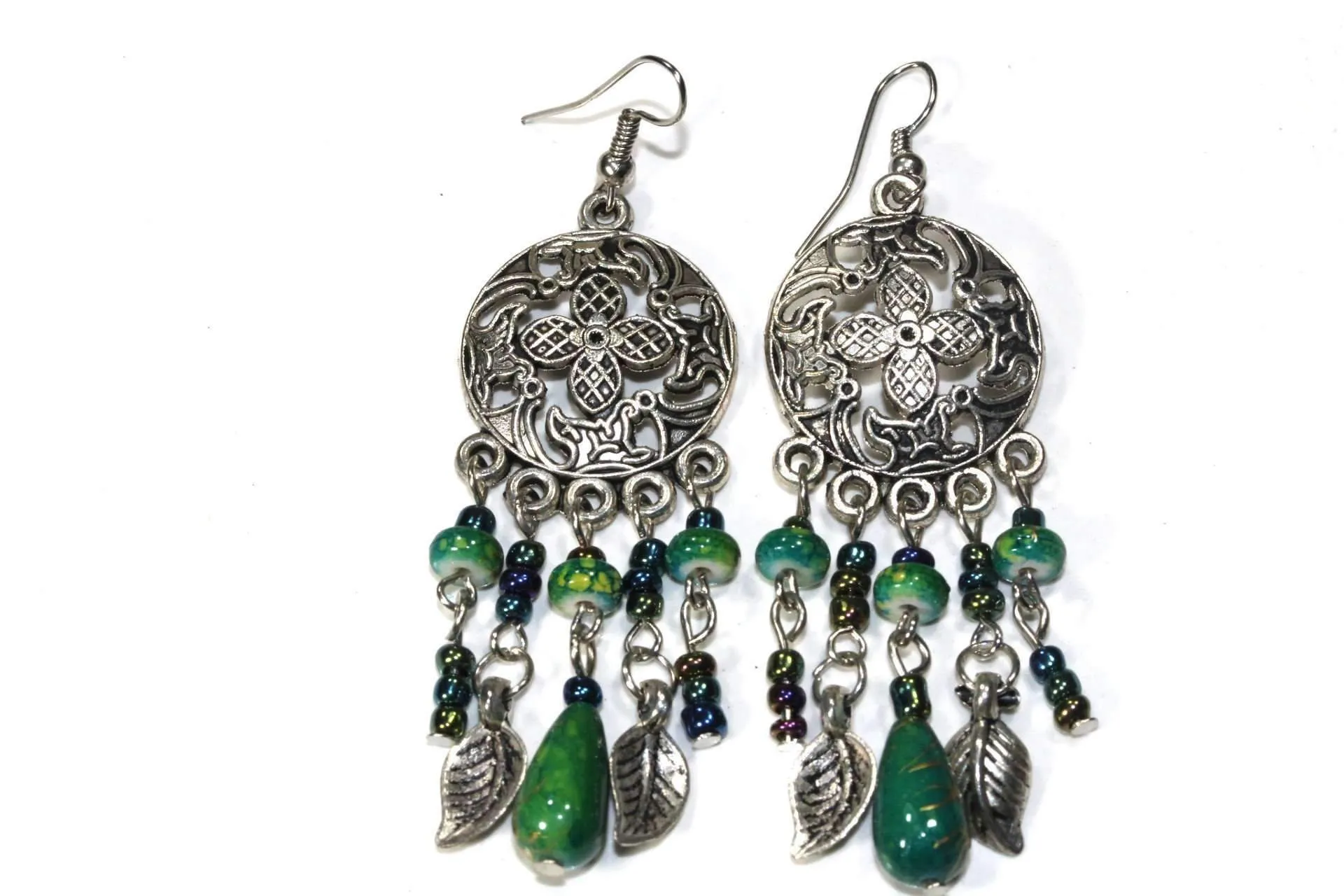 Dream Catcher Style Flower Earrings