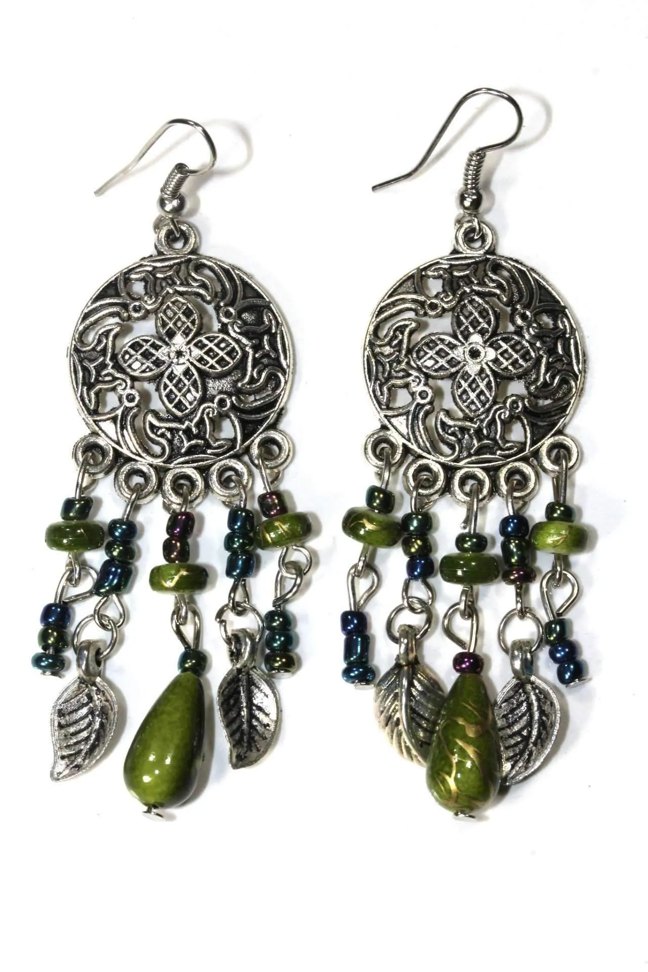 Dream Catcher Style Flower Earrings