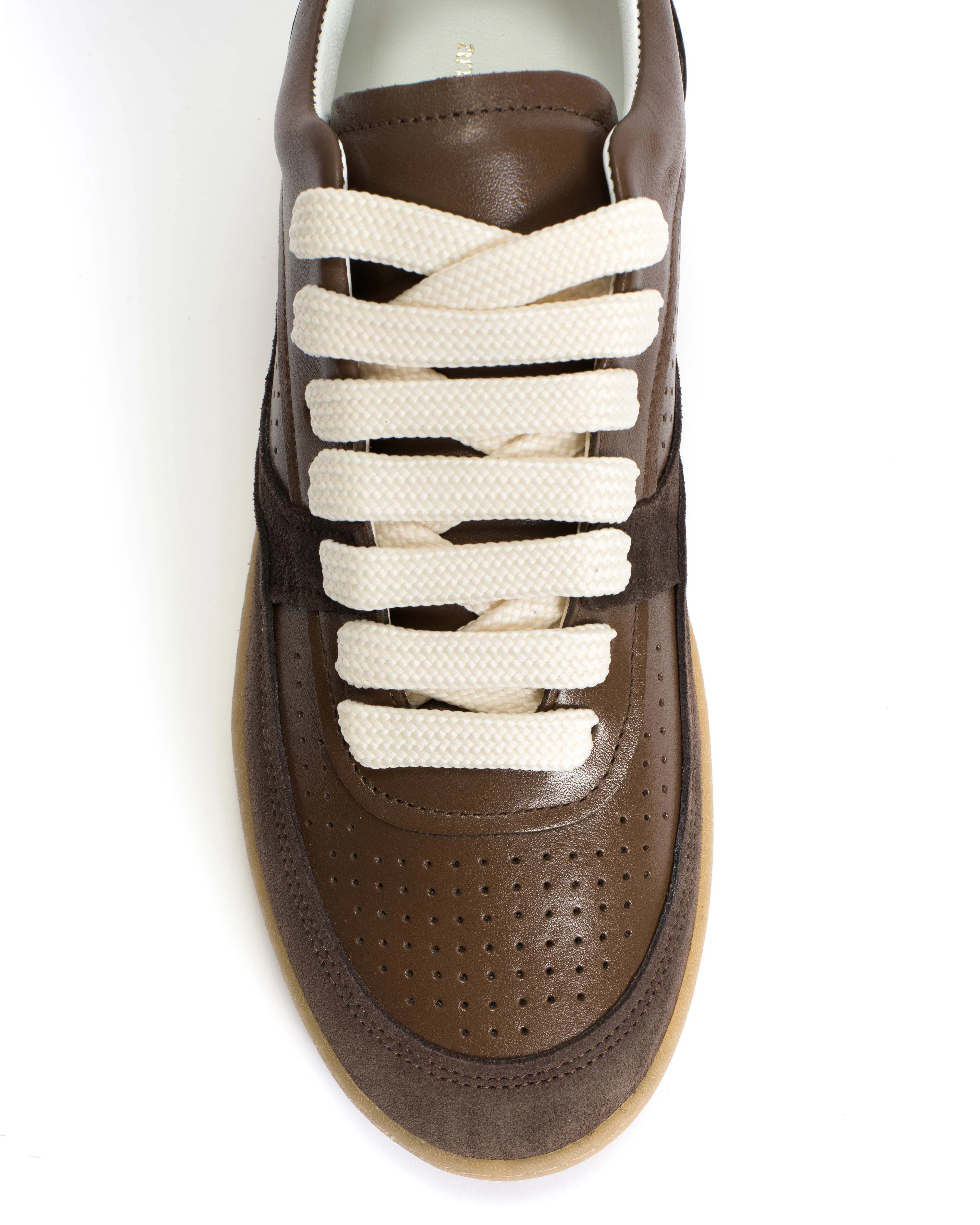 Elevate Soft calf & suede leather Dark taupe & coffee brown