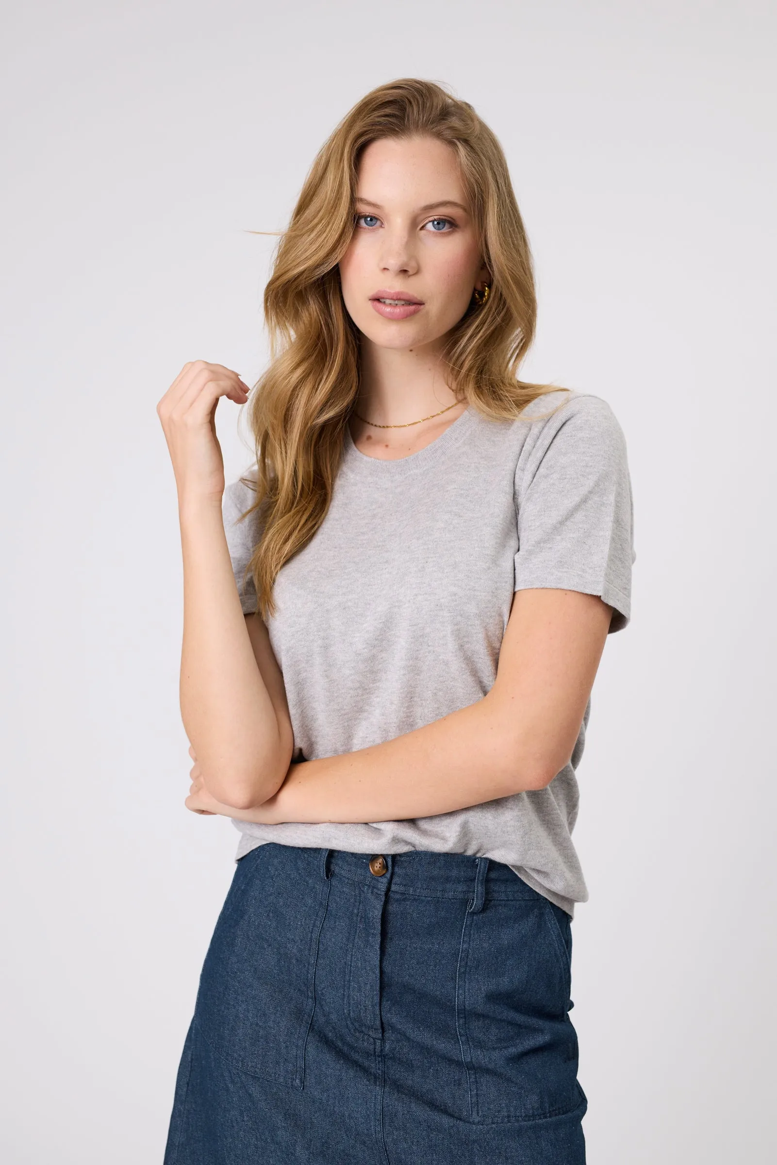 Encore Knit Tee - Grey Marle