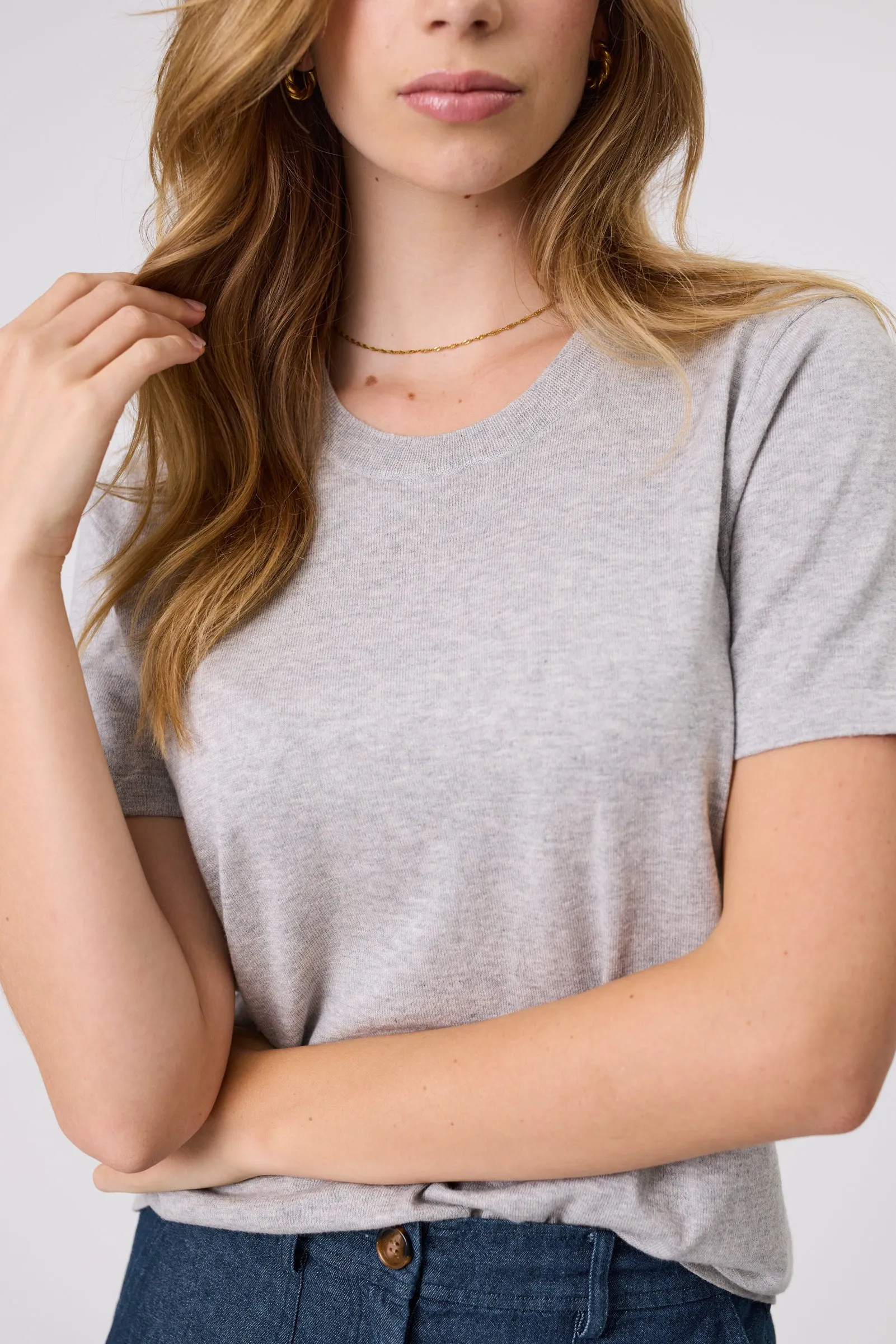 Encore Knit Tee - Grey Marle