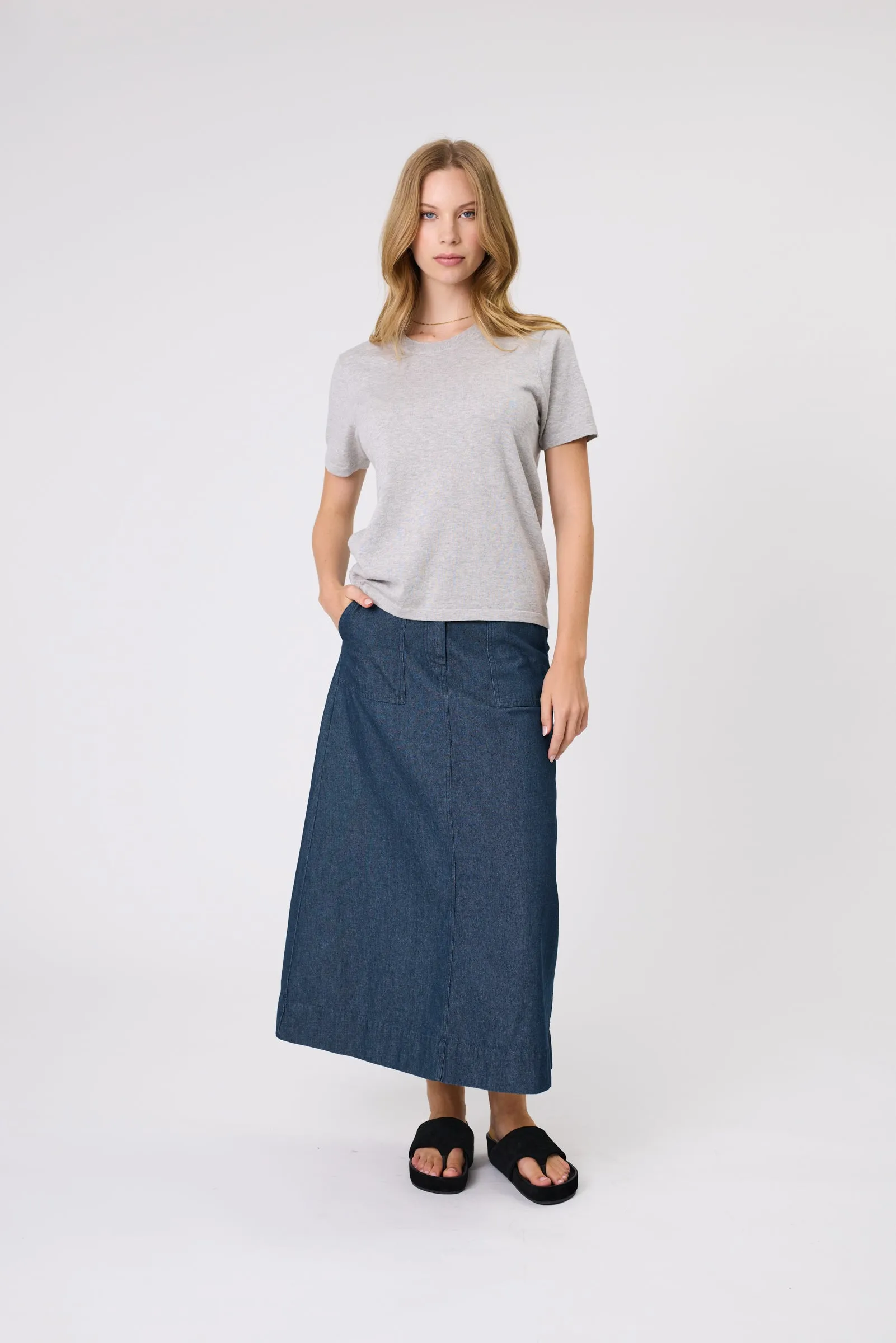 Encore Knit Tee - Grey Marle
