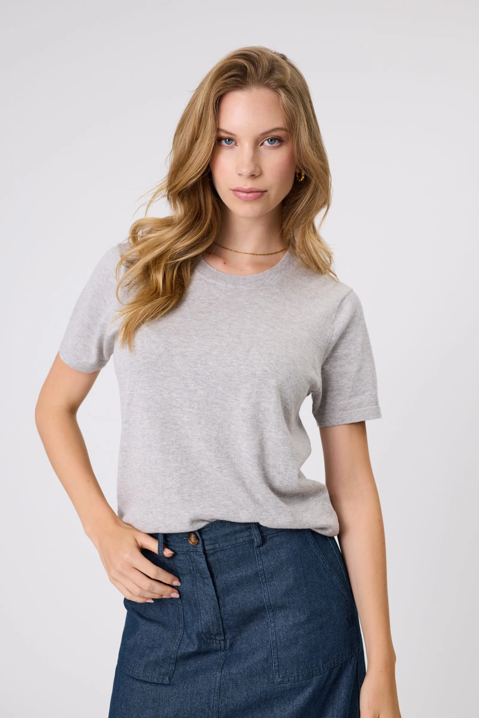 Encore Knit Tee - Grey Marle