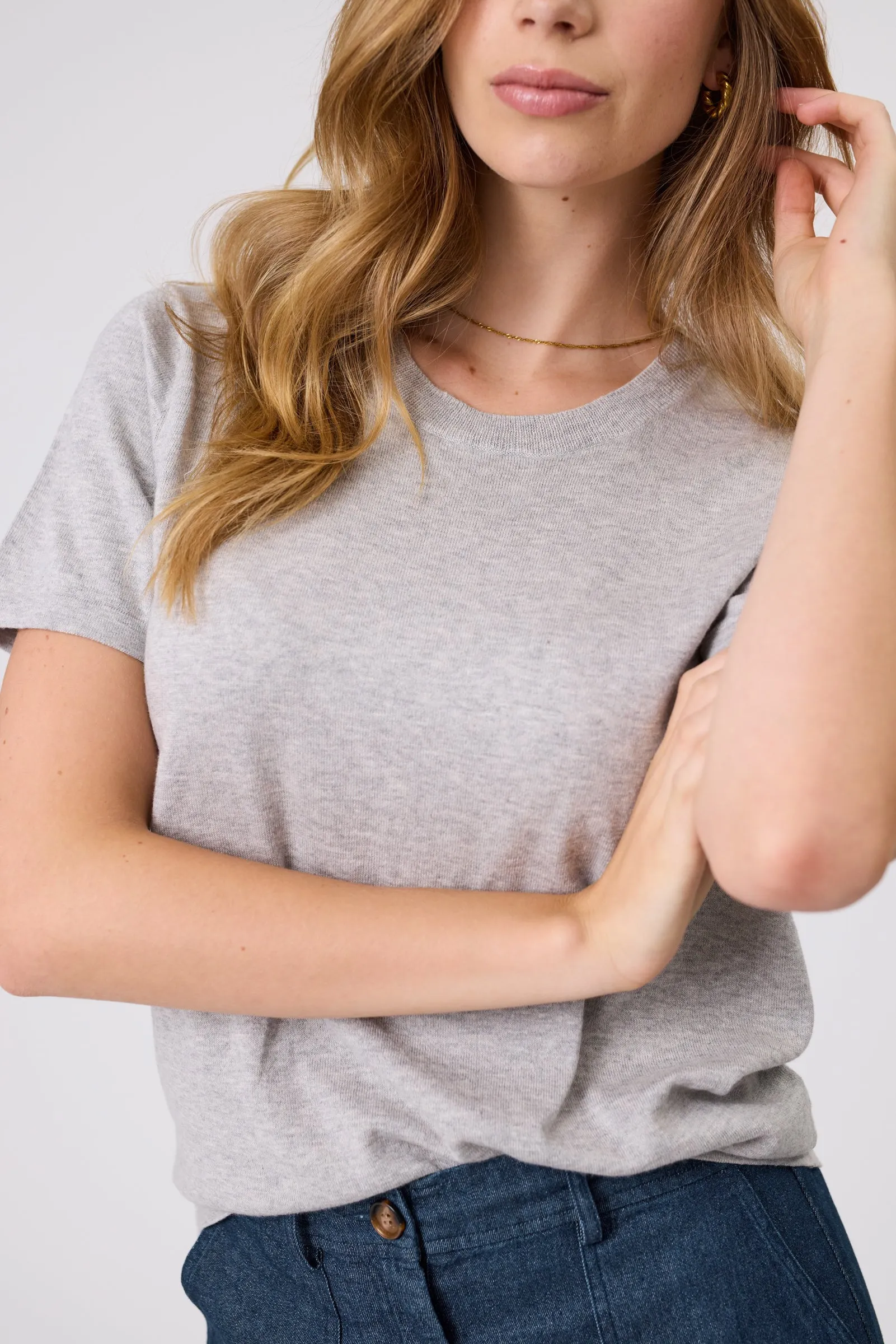 Encore Knit Tee - Grey Marle