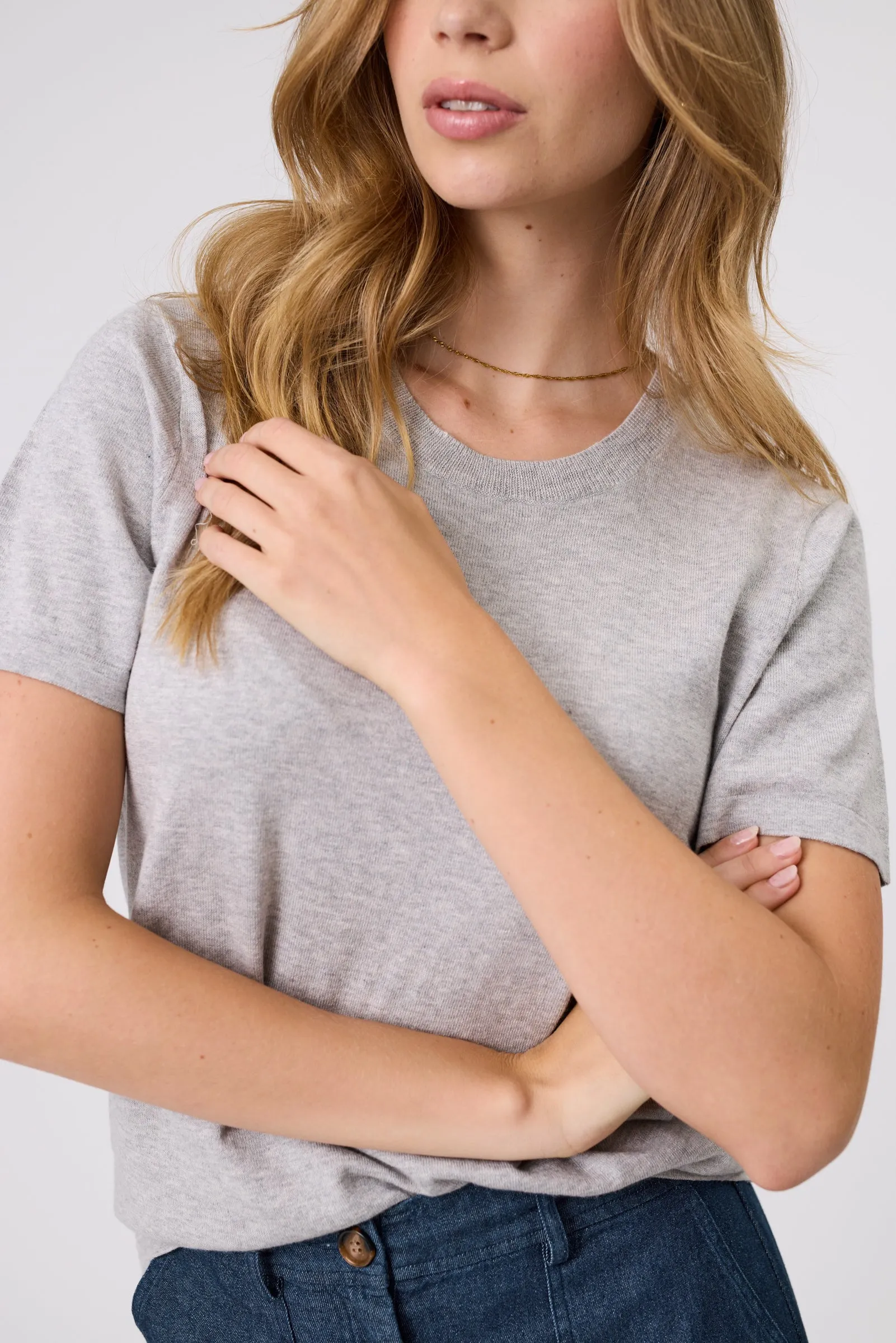 Encore Knit Tee - Grey Marle