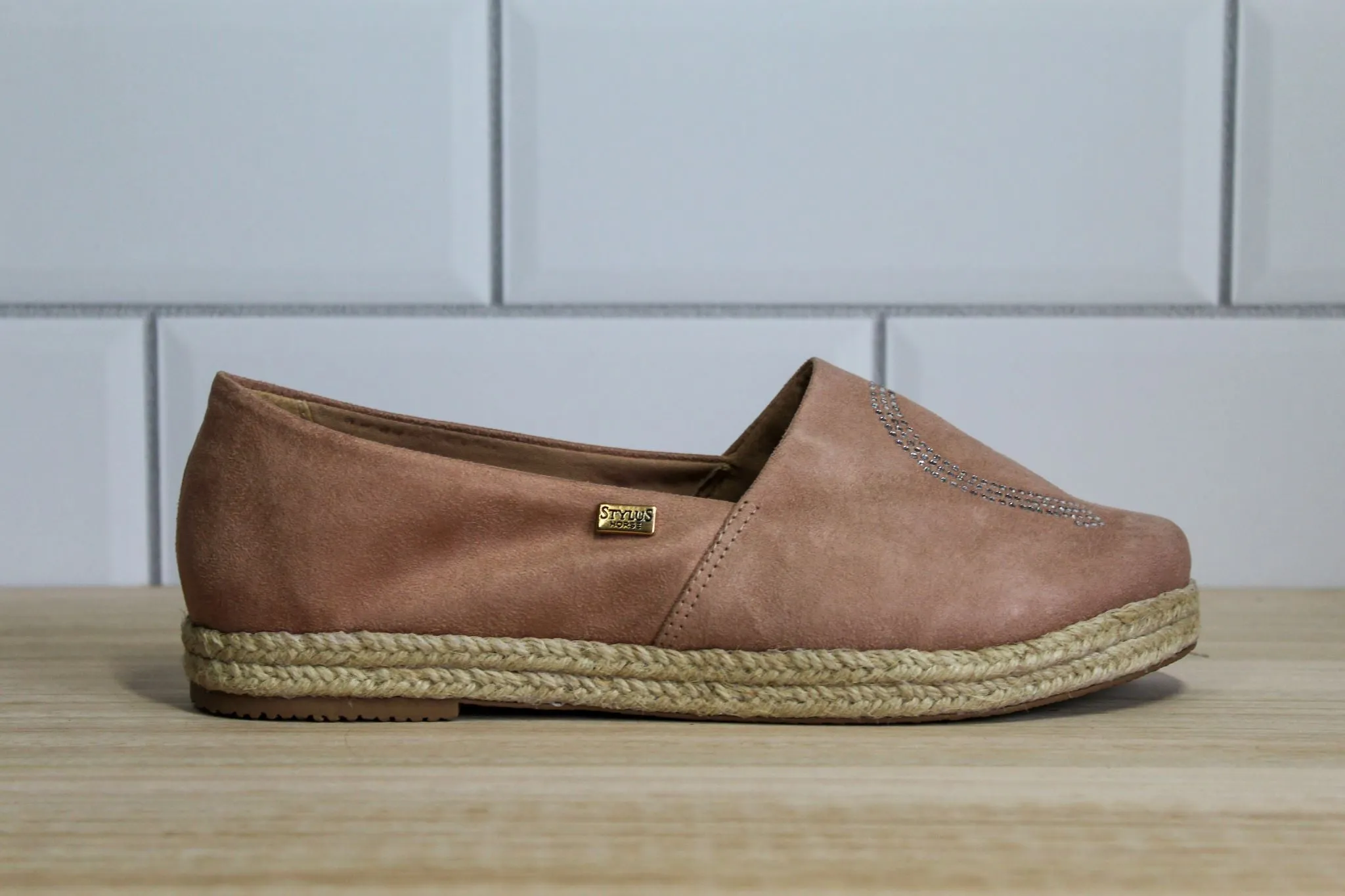 Equine Women's Loafer - Blush Suede Diamond Horse Shoes
