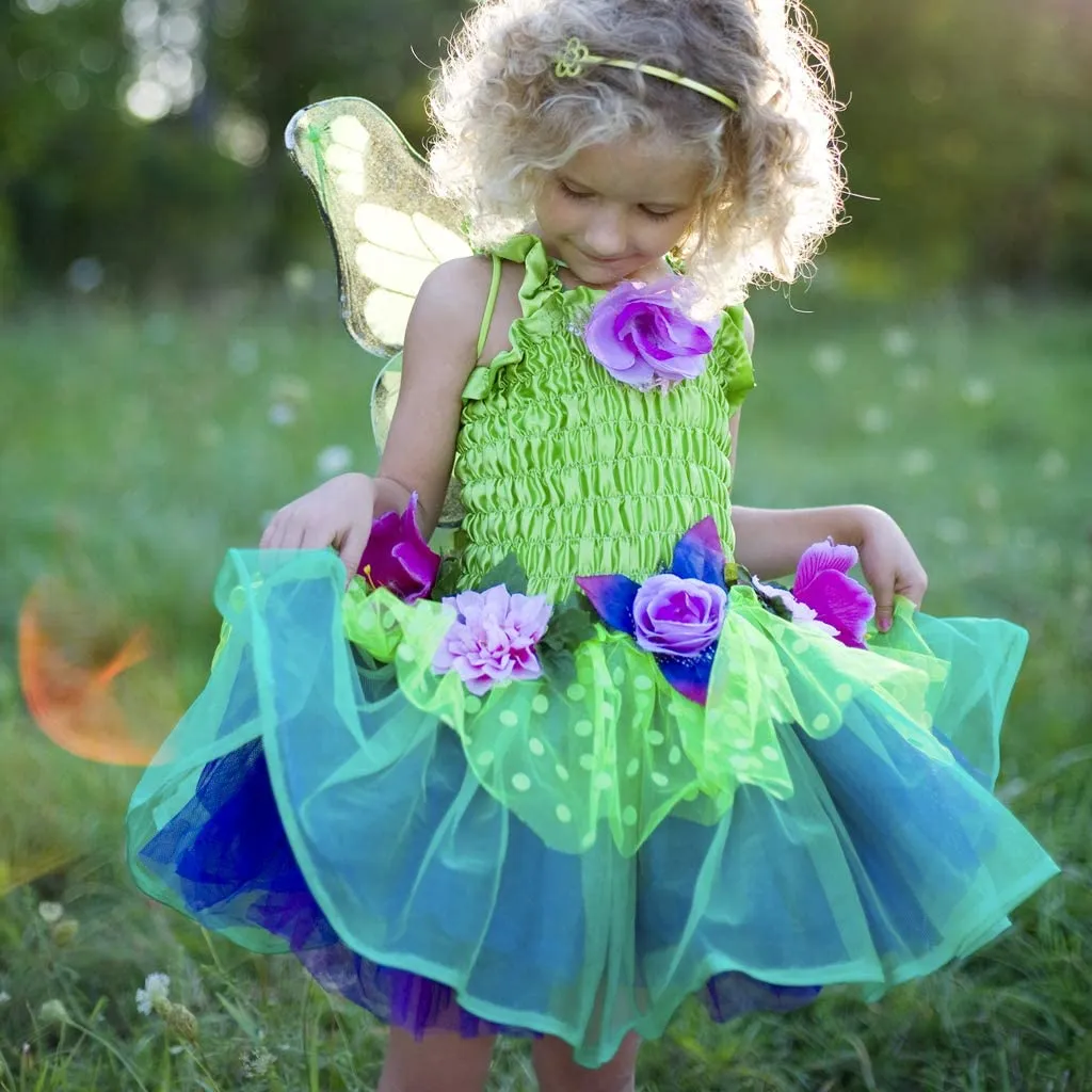 Fairy Blooms Deluxe Dress & Wings, Green, Size 3-4