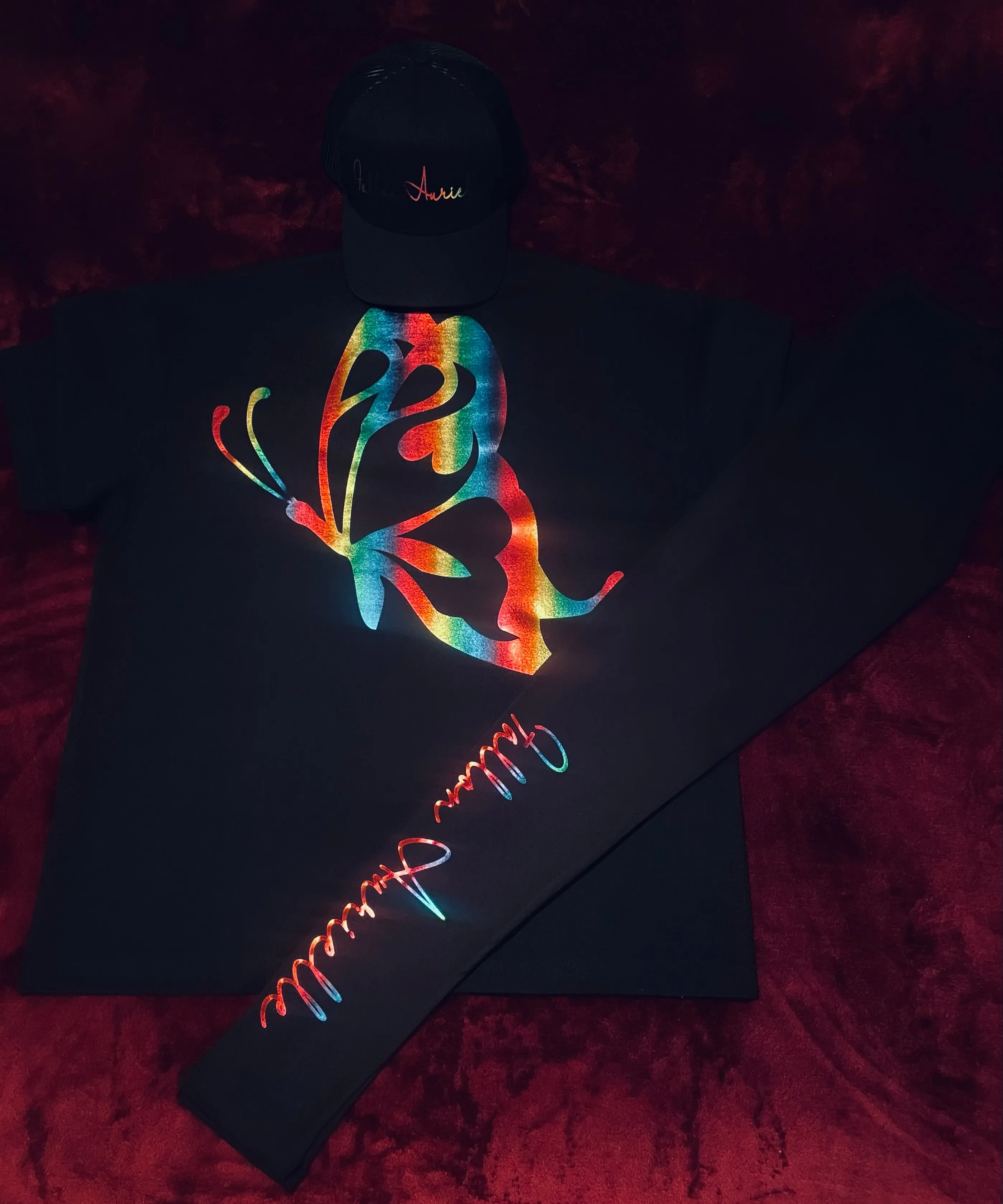Fallon Aurielle Signature Rainbow Butterfly 3 Piece Leggings Set (Black & Rainbow Multi)