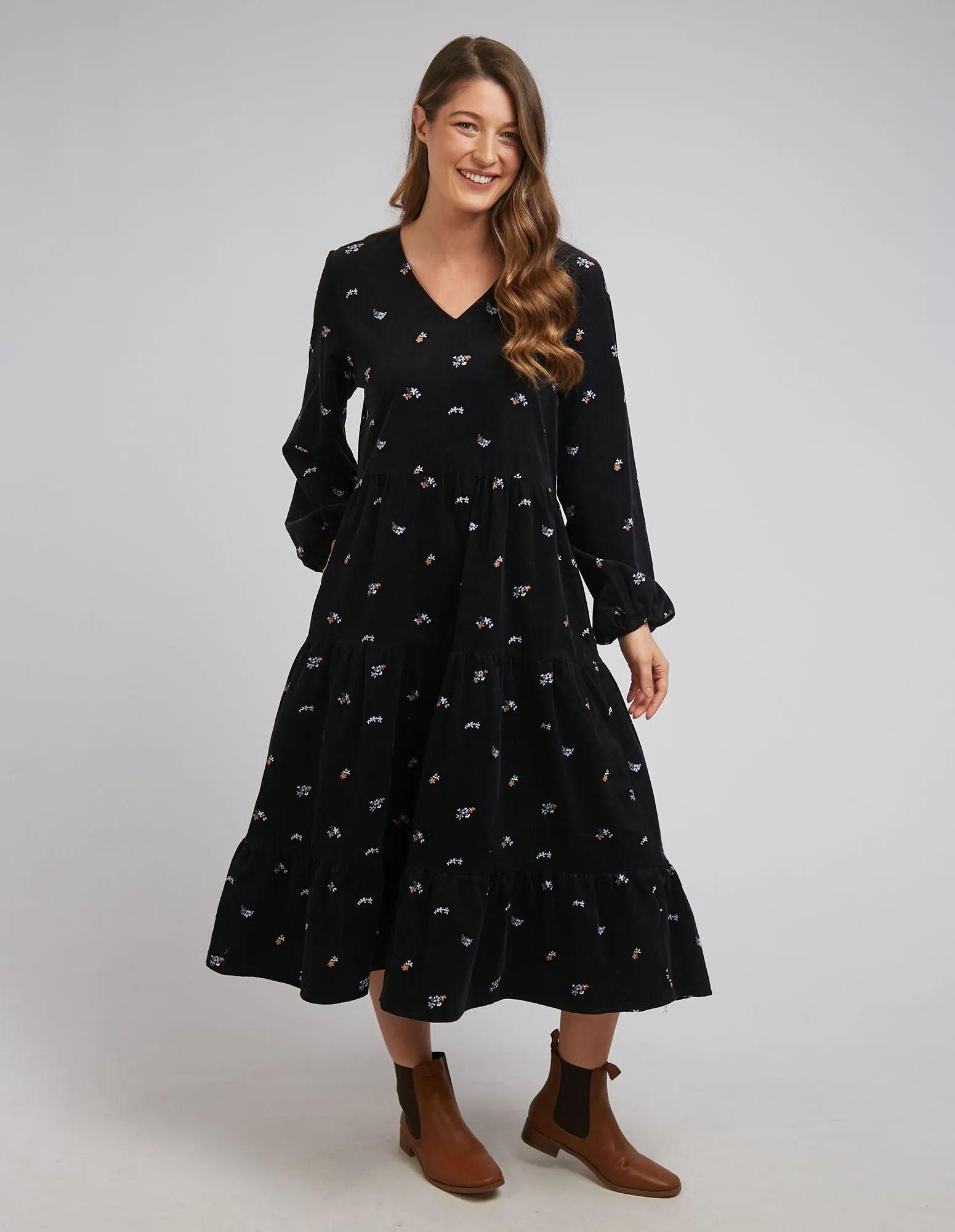 fine cord floral dress (8193010)