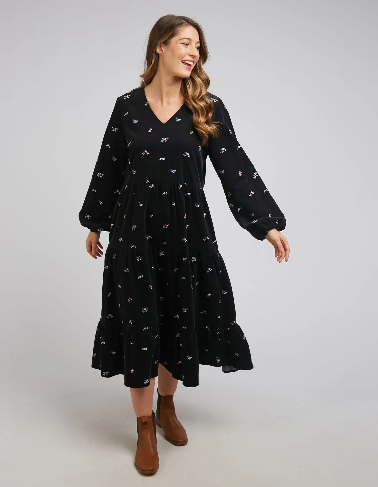 fine cord floral dress (8193010)