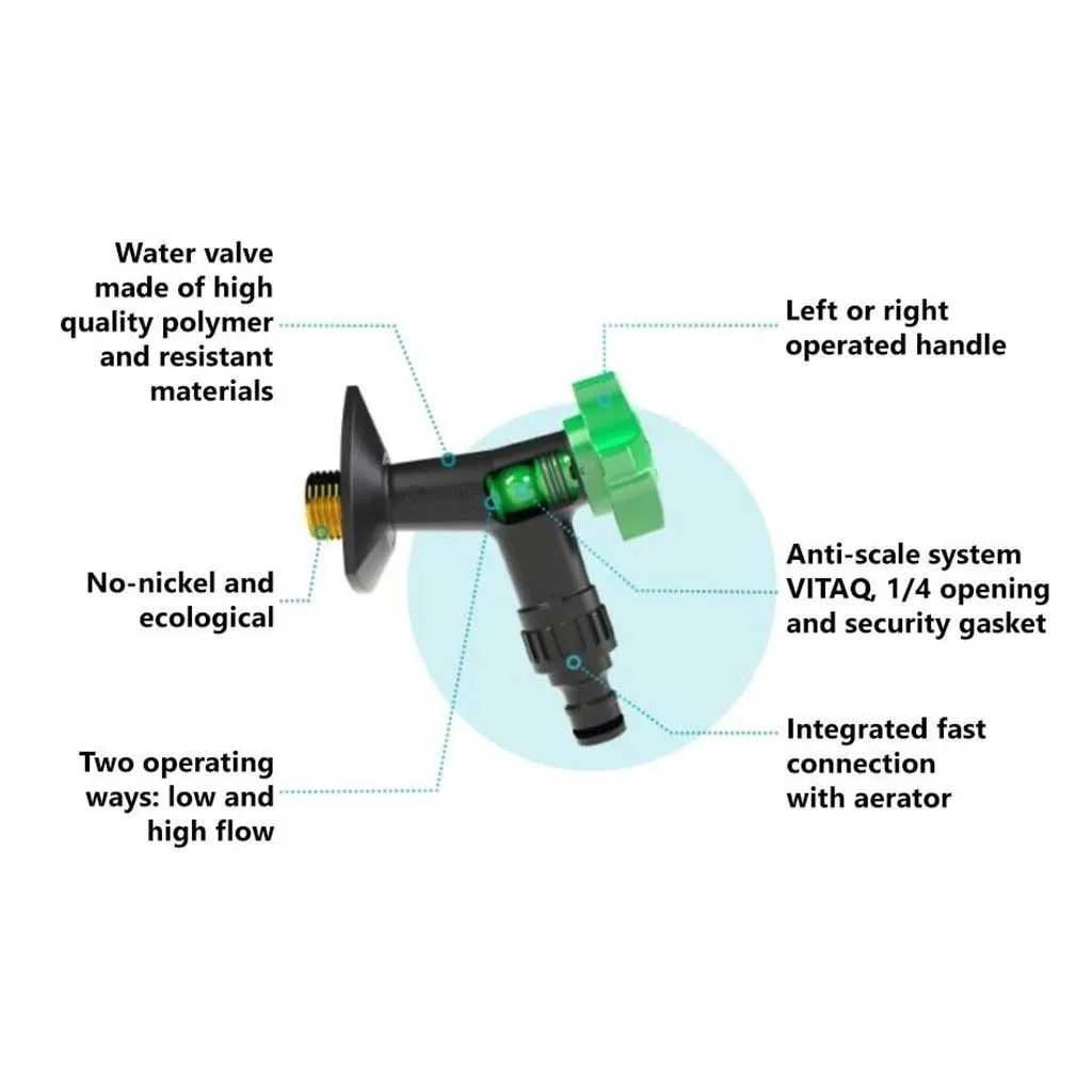 Garden Tap Low/High Flow Patio Mode Faucet Anti-Calc System