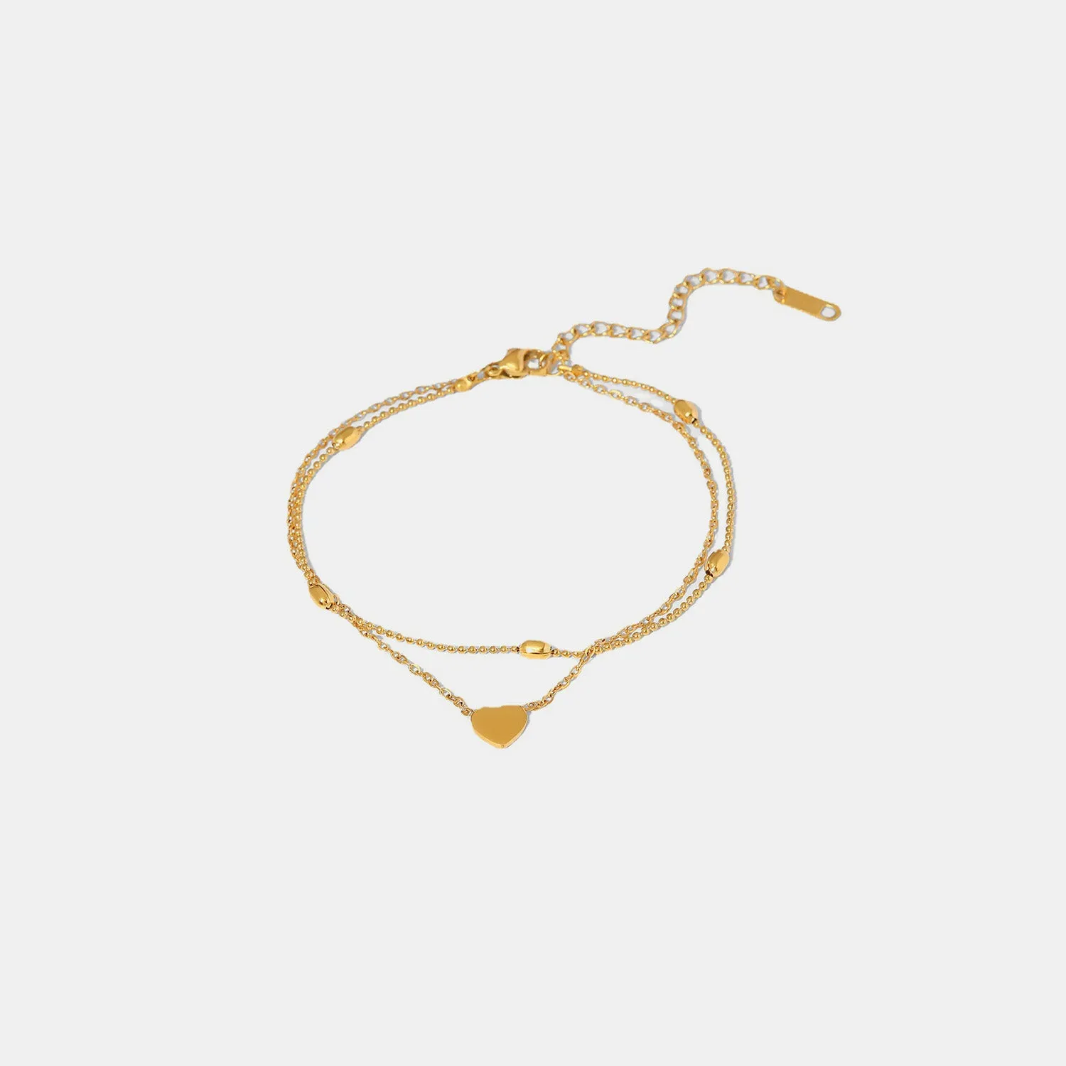 Golden Heart Double-Layer Anklet