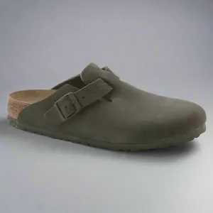 Green Suede Leather Pedestal Platforms Clogs - Clogs