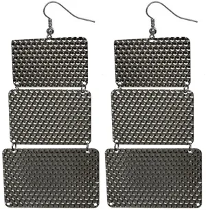 Gunmetal Hammered Lightweight Dangle Link Earrings
