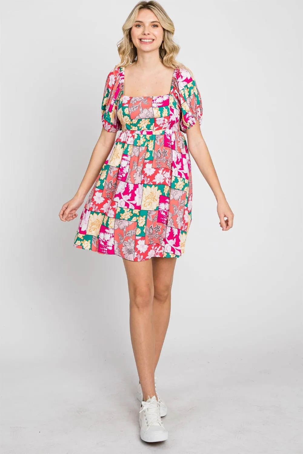 Hazel Blues® |  GeeGee Floral Ruff Sleeve Mini Dress